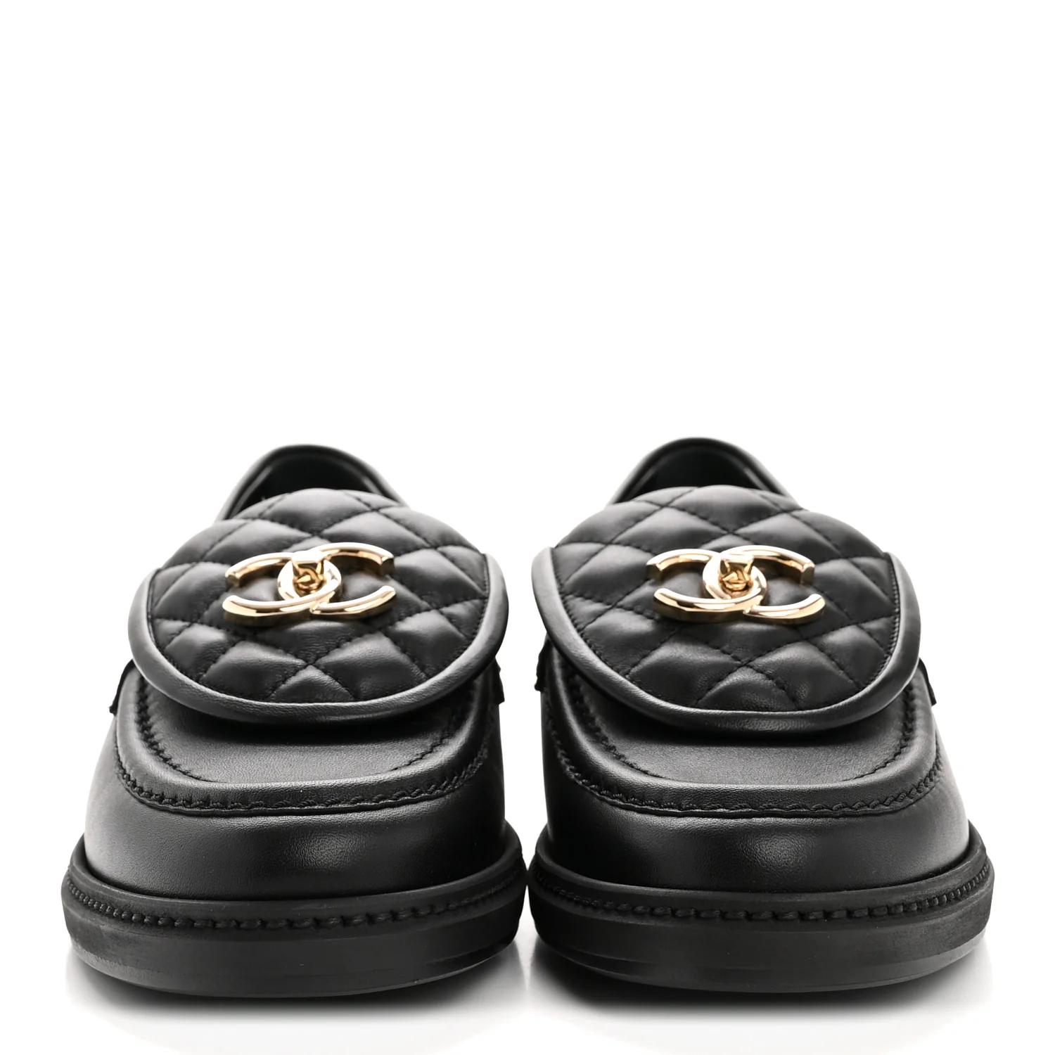 Lambskin Quilted CC Turnlock Loafers 37.5 Black - Image 3