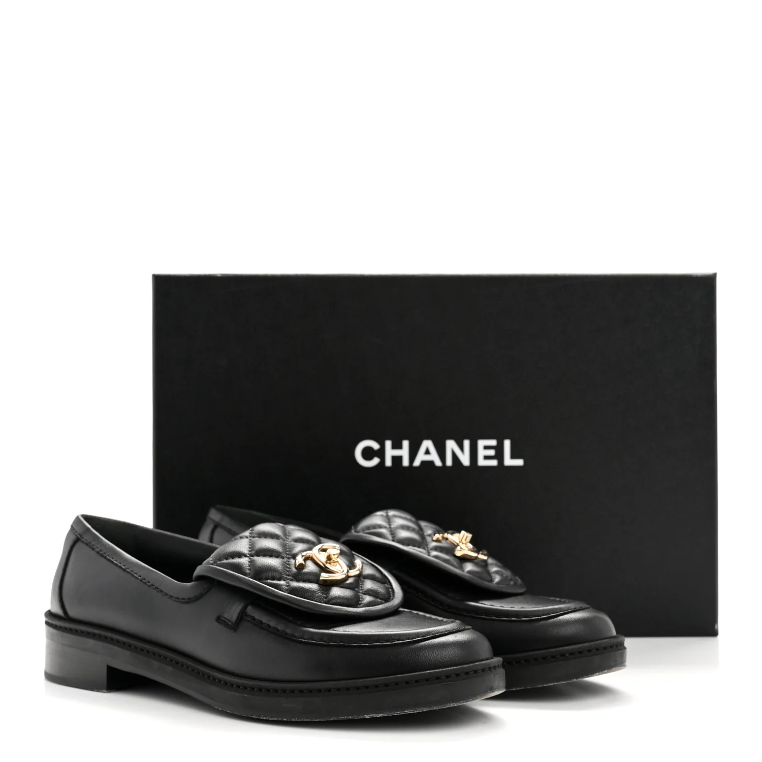 Lambskin Quilted CC Turnlock Loafers 38 Black - Image 11