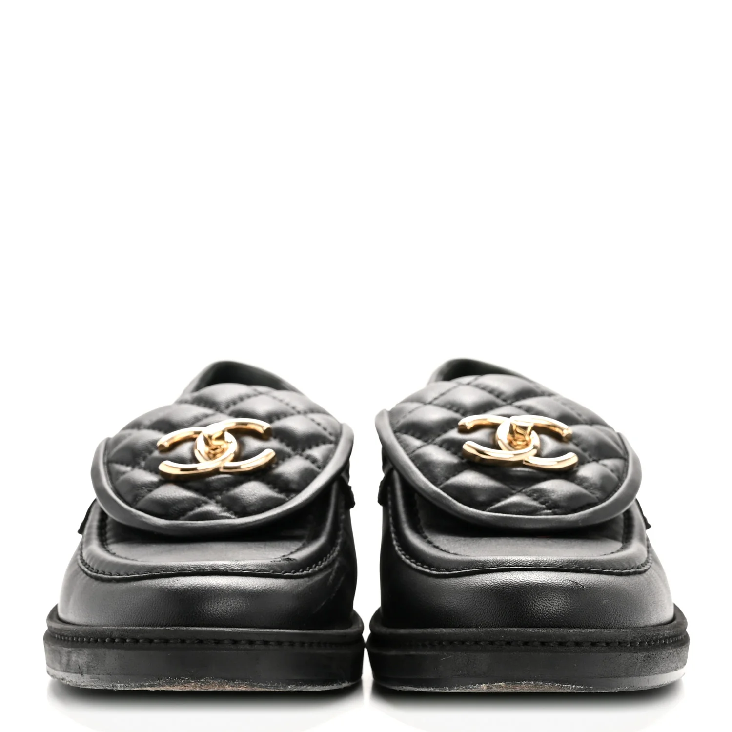 Lambskin Quilted CC Turnlock Loafers 38 Black - Image 3
