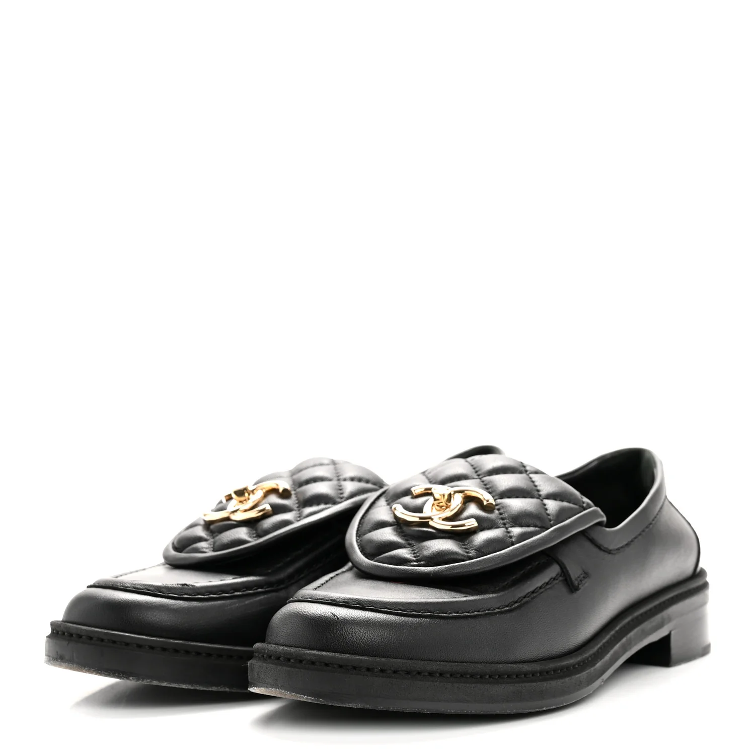 Lambskin Quilted CC Turnlock Loafers 38 Black - Image 4