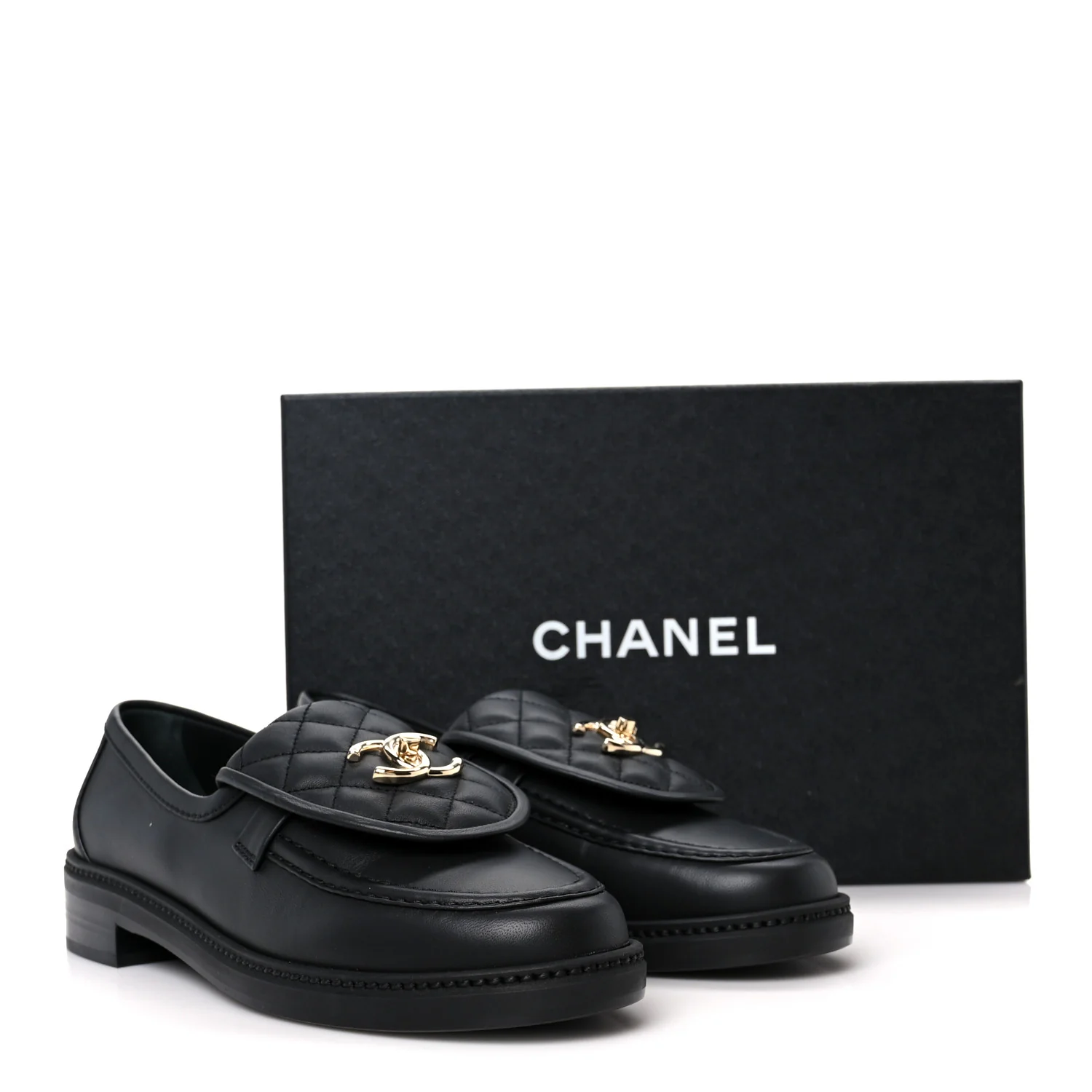 Lambskin Quilted CC Turnlock Loafers 39 Black - Image 11