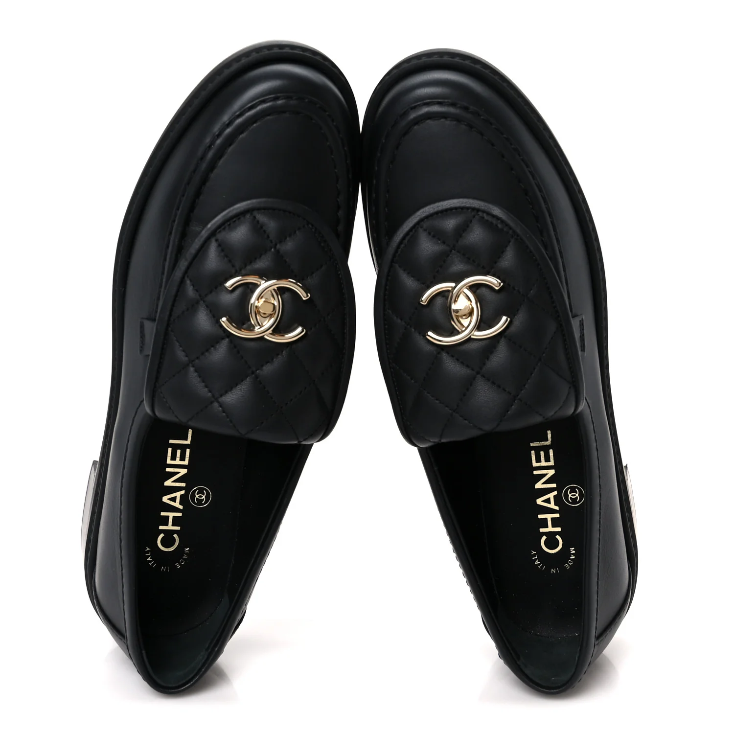 Lambskin Quilted CC Turnlock Loafers 39 Black - Image 2