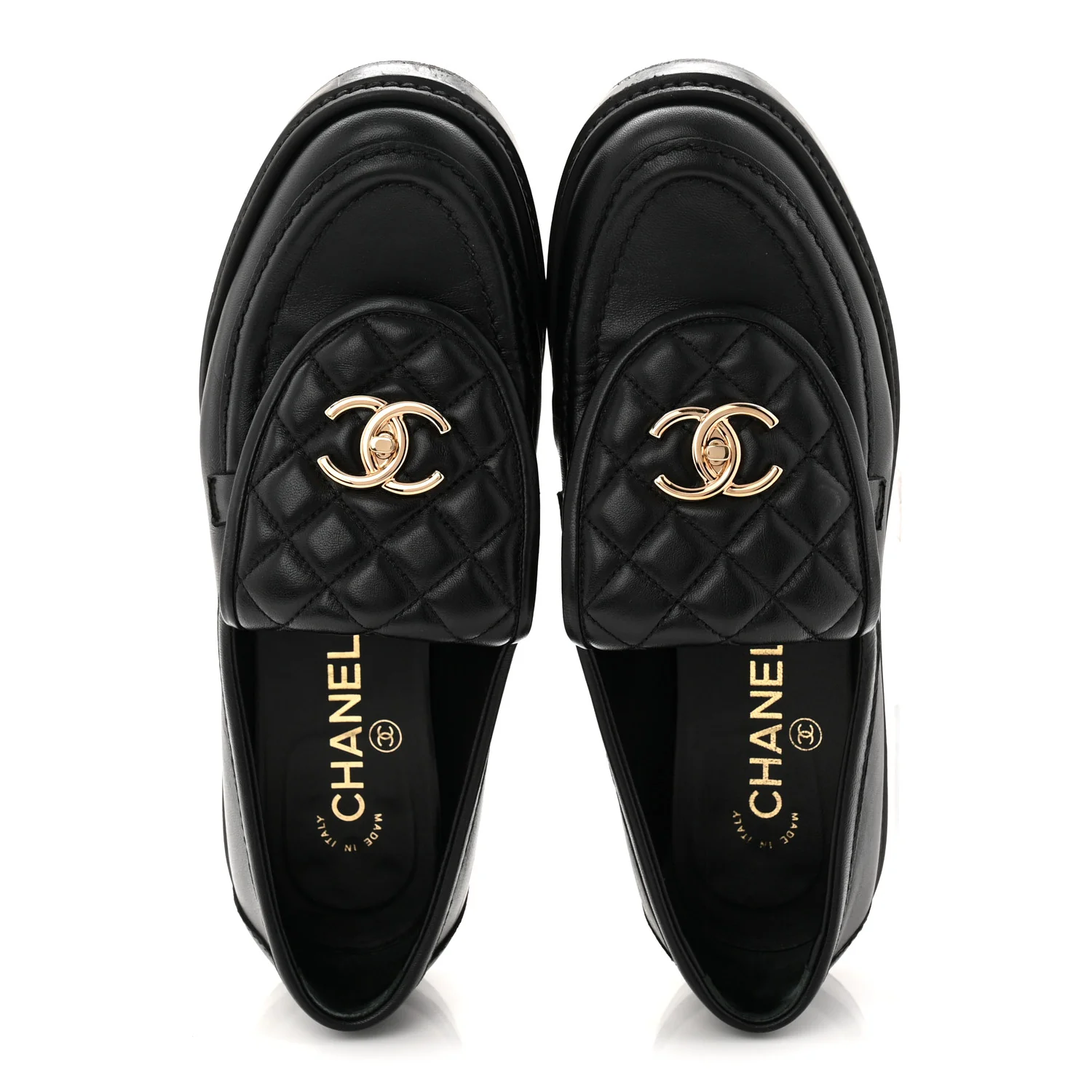 Lambskin Quilted CC Turnlock Loafers 39 Black - Image 2