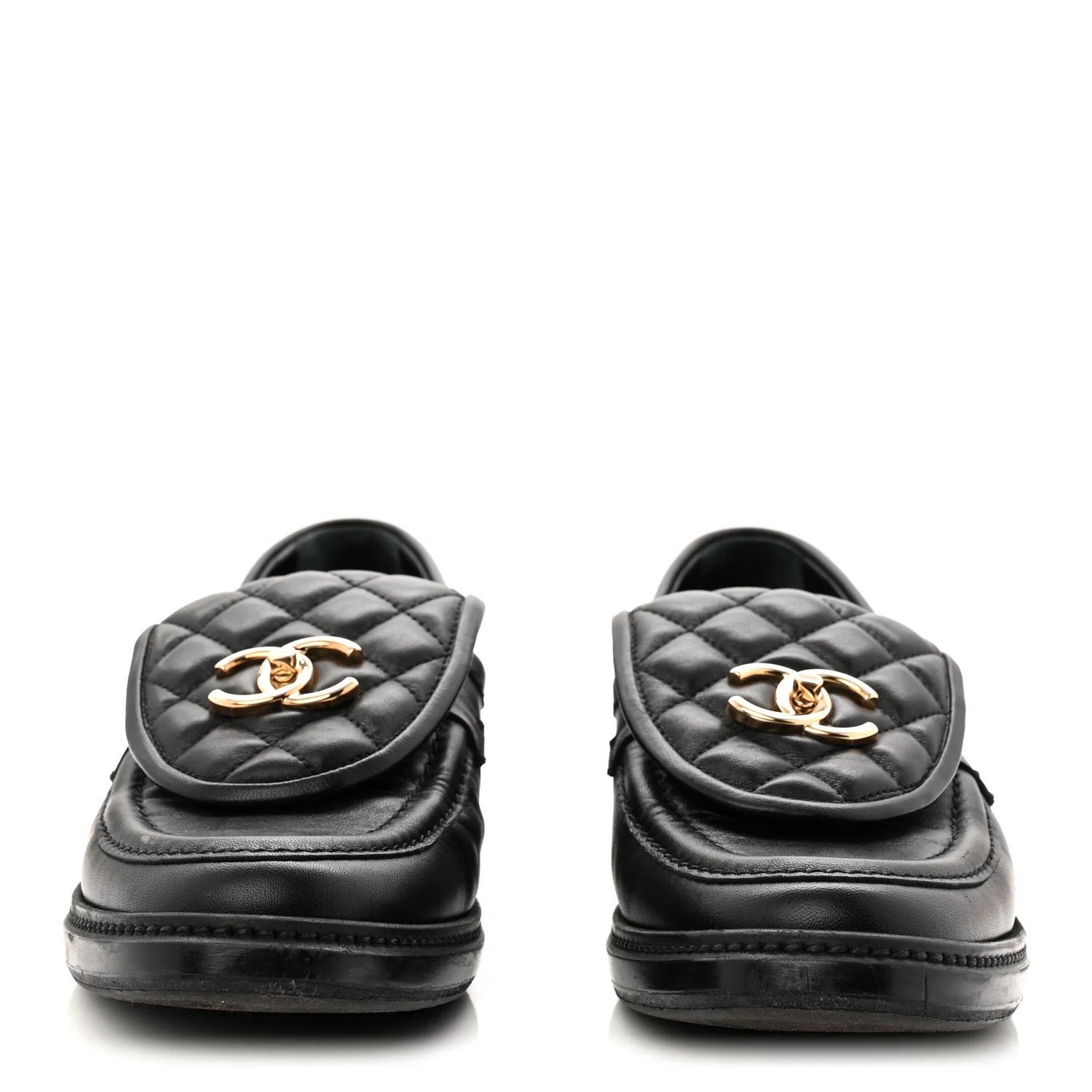Lambskin Quilted CC Turnlock Loafers 39 Black - Image 3