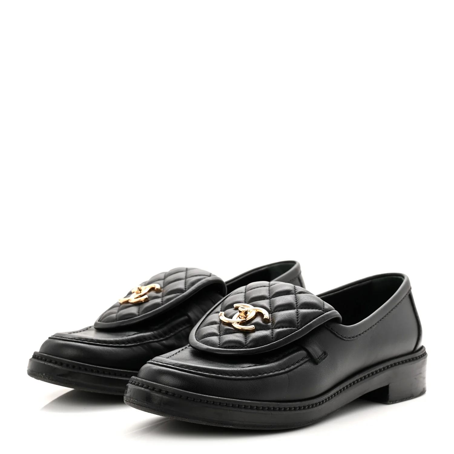 Lambskin Quilted CC Turnlock Loafers 39 Black - Image 4