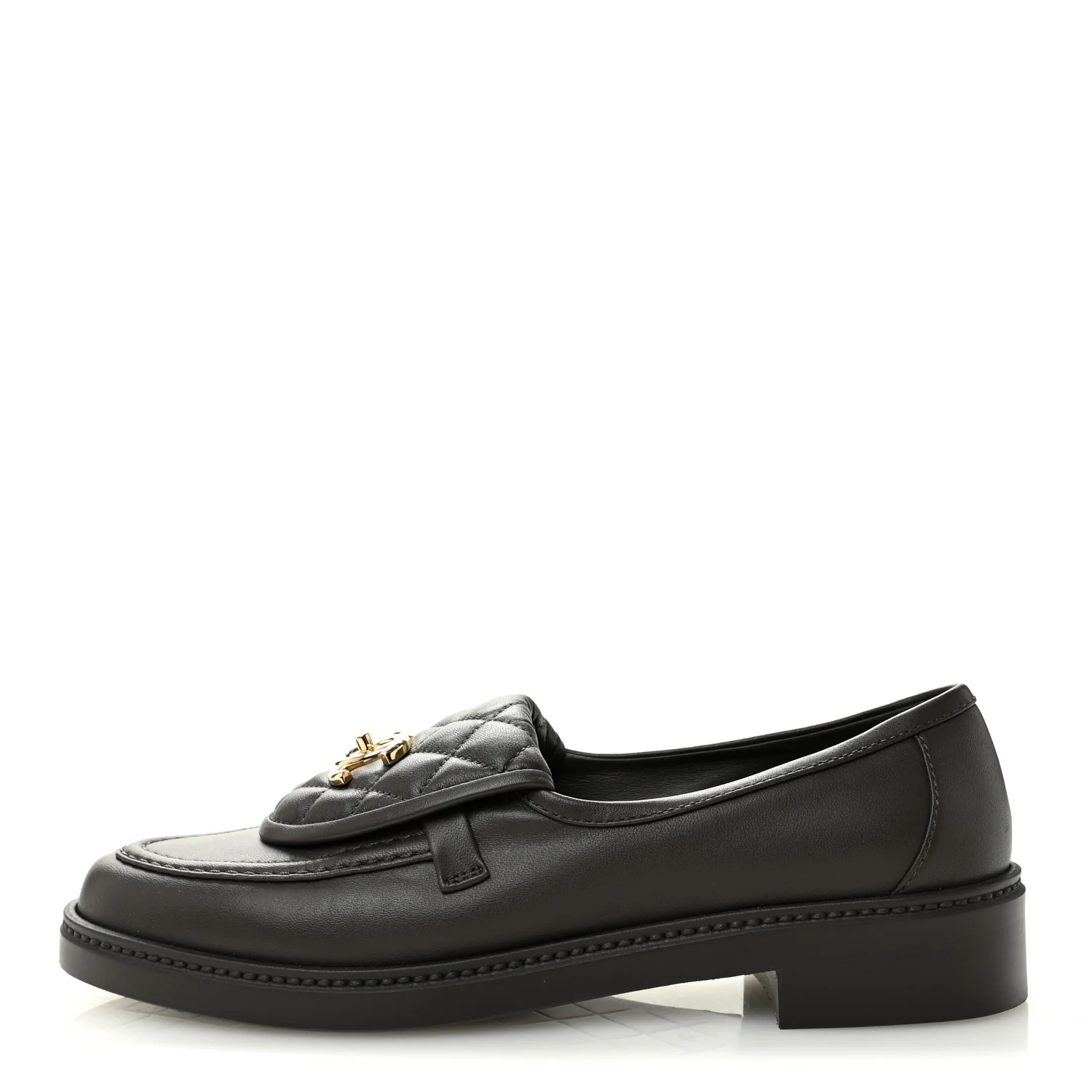 Lambskin Quilted CC Turnlock Loafers 39 Dark Brown