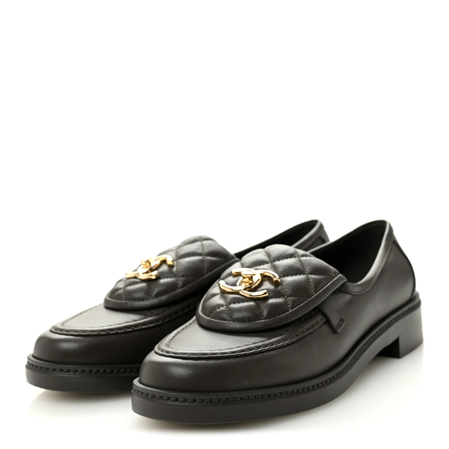 Lambskin Quilted CC Turnlock Loafers 39 Dark Brown - Image 4