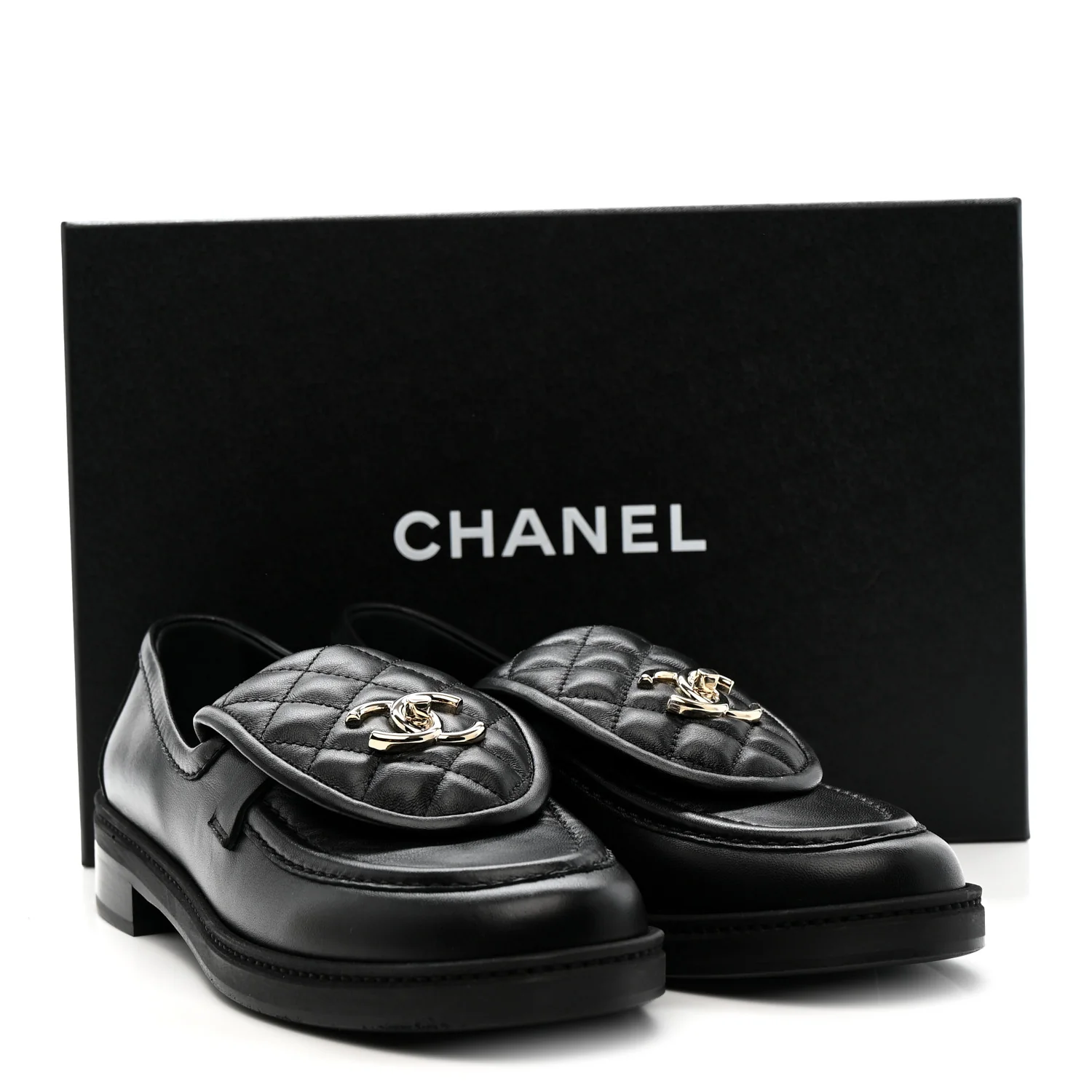 Lambskin Quilted CC Turnlock Loafers 39.5 Black - Image 10