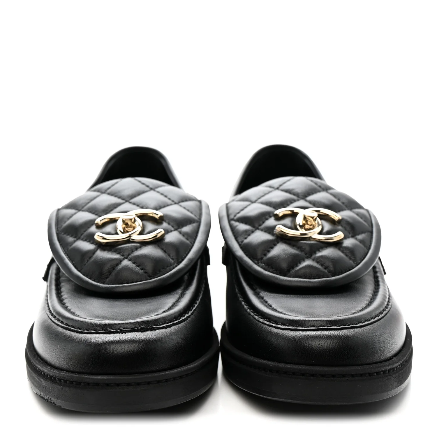 Lambskin Quilted CC Turnlock Loafers 39.5 Black - Image 3