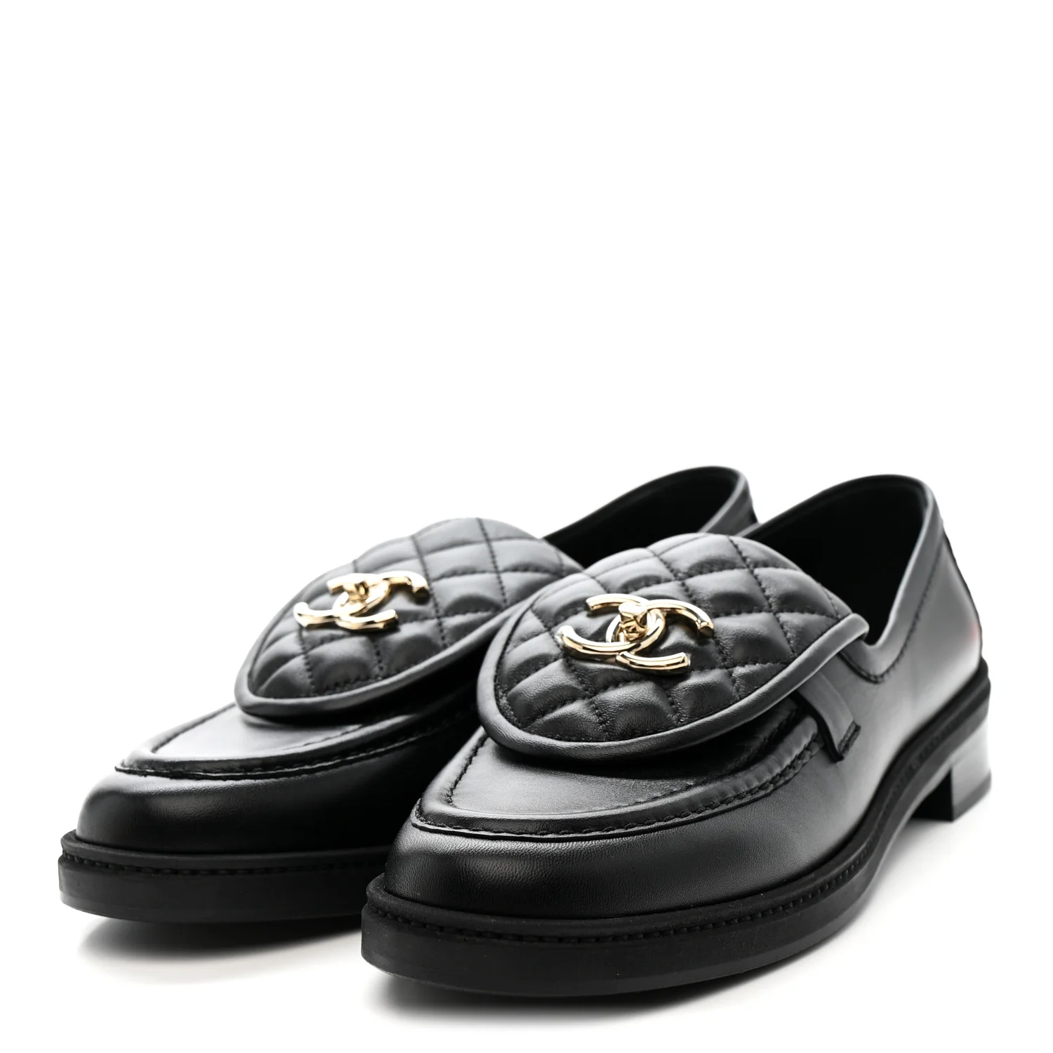 Lambskin Quilted CC Turnlock Loafers 39.5 Black - Image 4