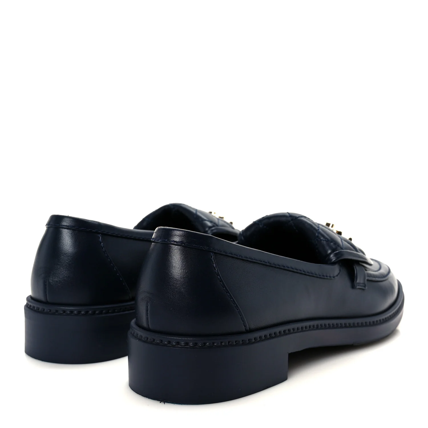 Lambskin Quilted CC Turnlock Loafers 39.5 Navy - Image 5