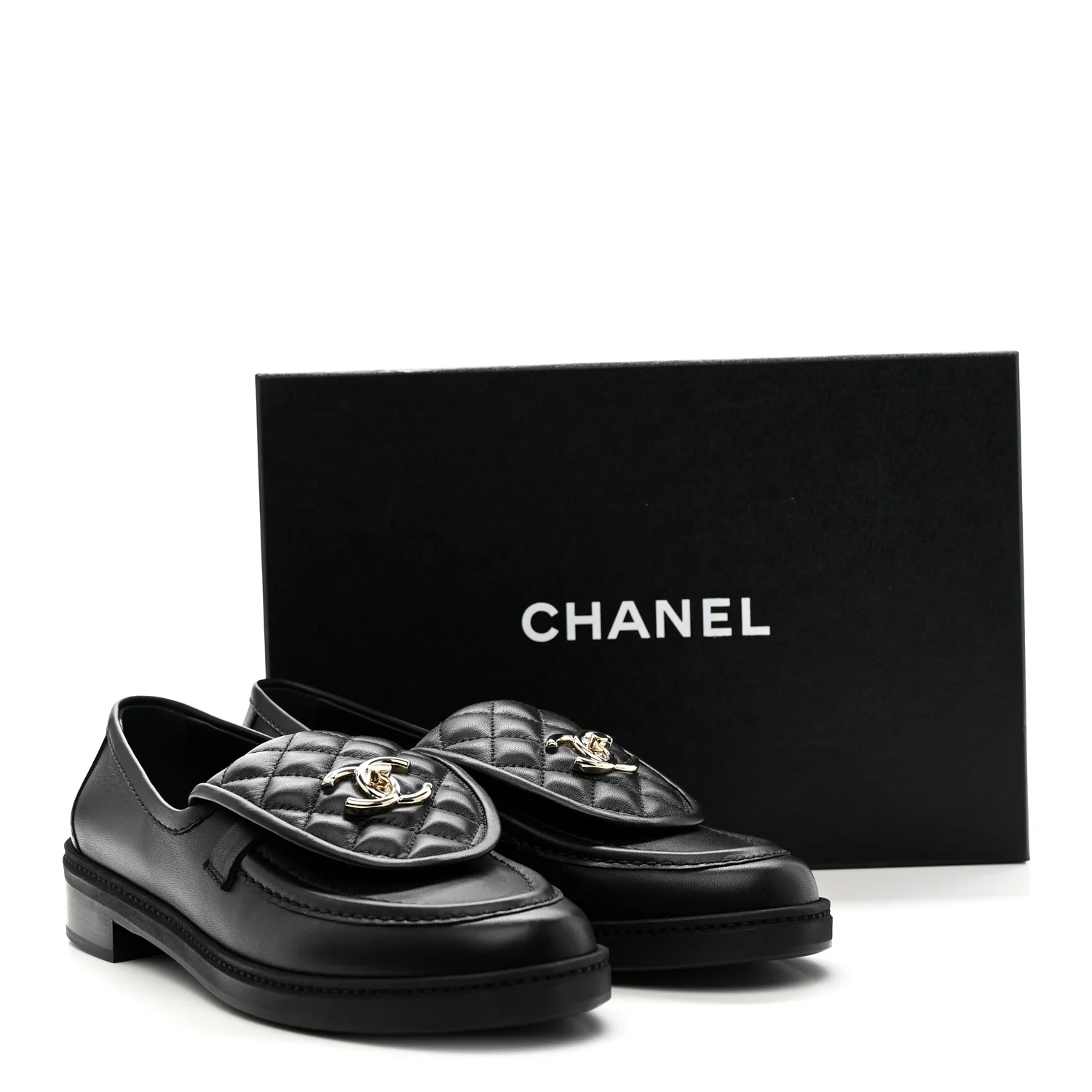 Lambskin Quilted CC Turnlock Loafers 40 Black - Image 10