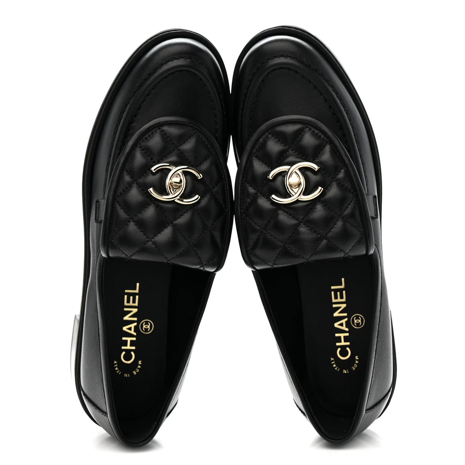 Lambskin Quilted CC Turnlock Loafers 40 Black - Image 2