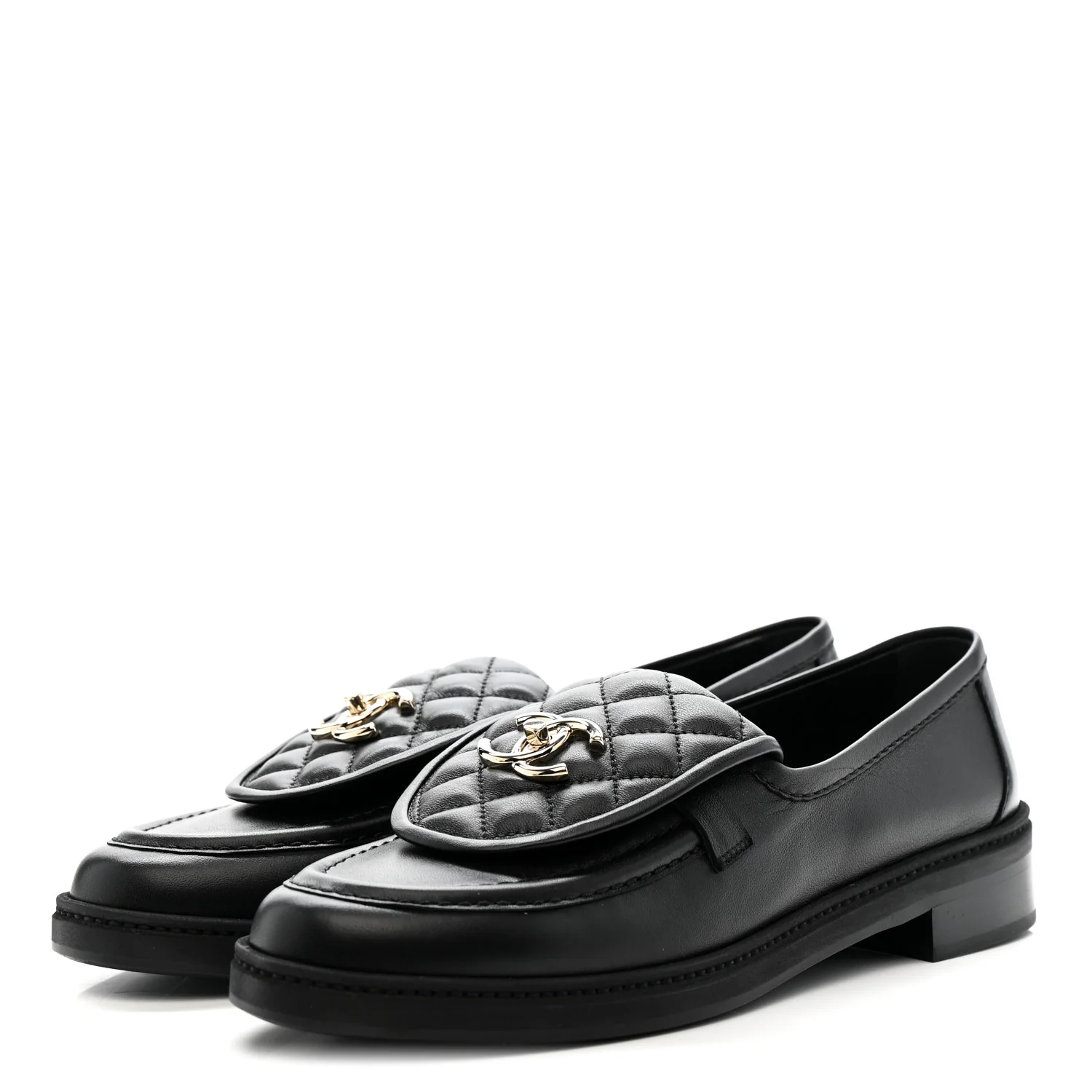 Lambskin Quilted CC Turnlock Loafers 40 Black - Image 4
