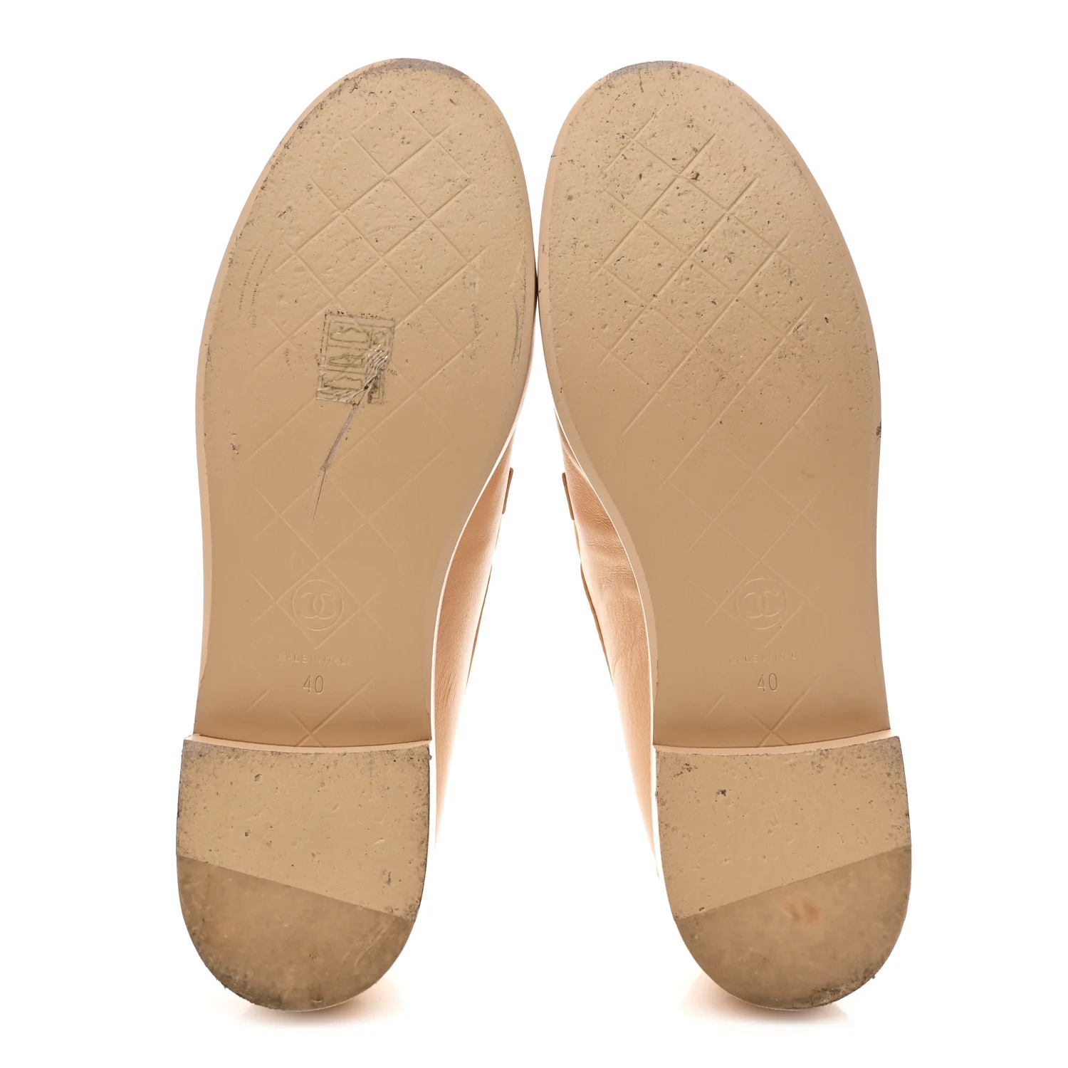 Lambskin Quilted CC Turnlock Moccasins 40 Beige - Image 6