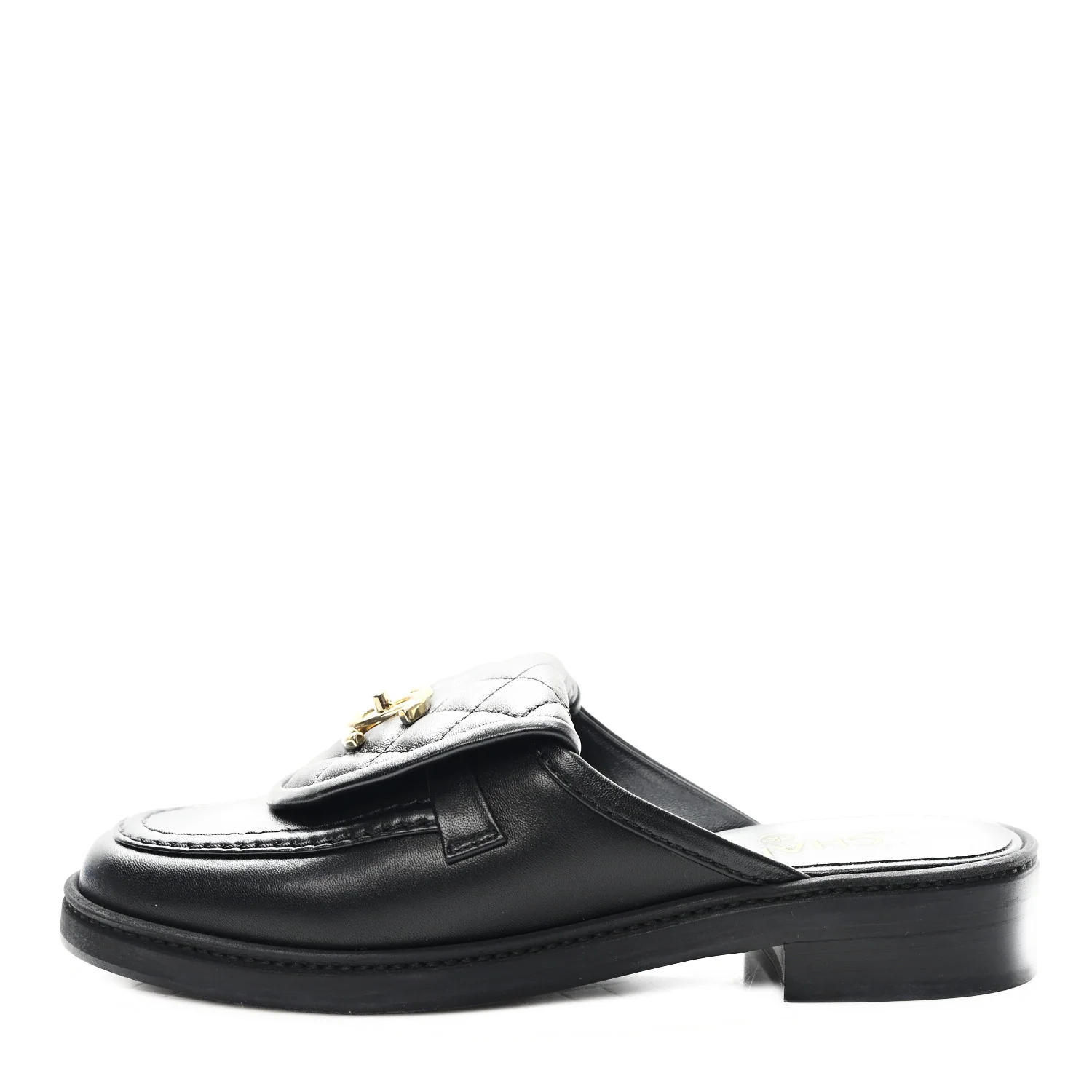 Lambskin Quilted CC Turnlock Mules 37.5 Black