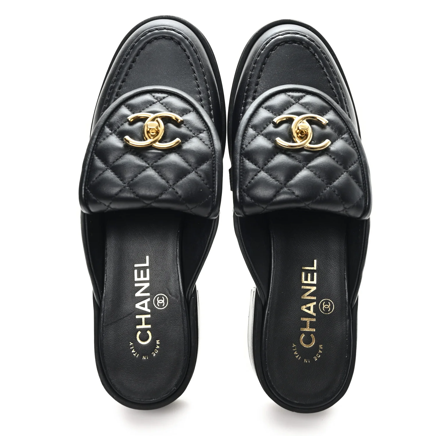 Lambskin Quilted CC Turnlock Mules 37.5 Black - Image 2