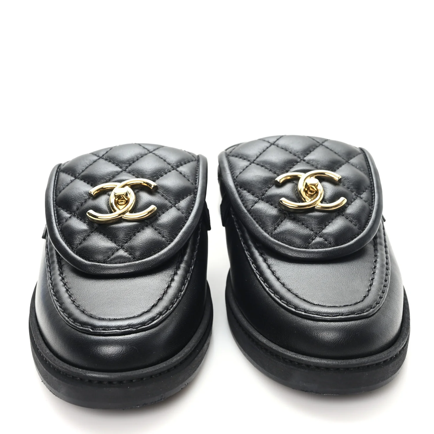 Lambskin Quilted CC Turnlock Mules 37.5 Black - Image 3