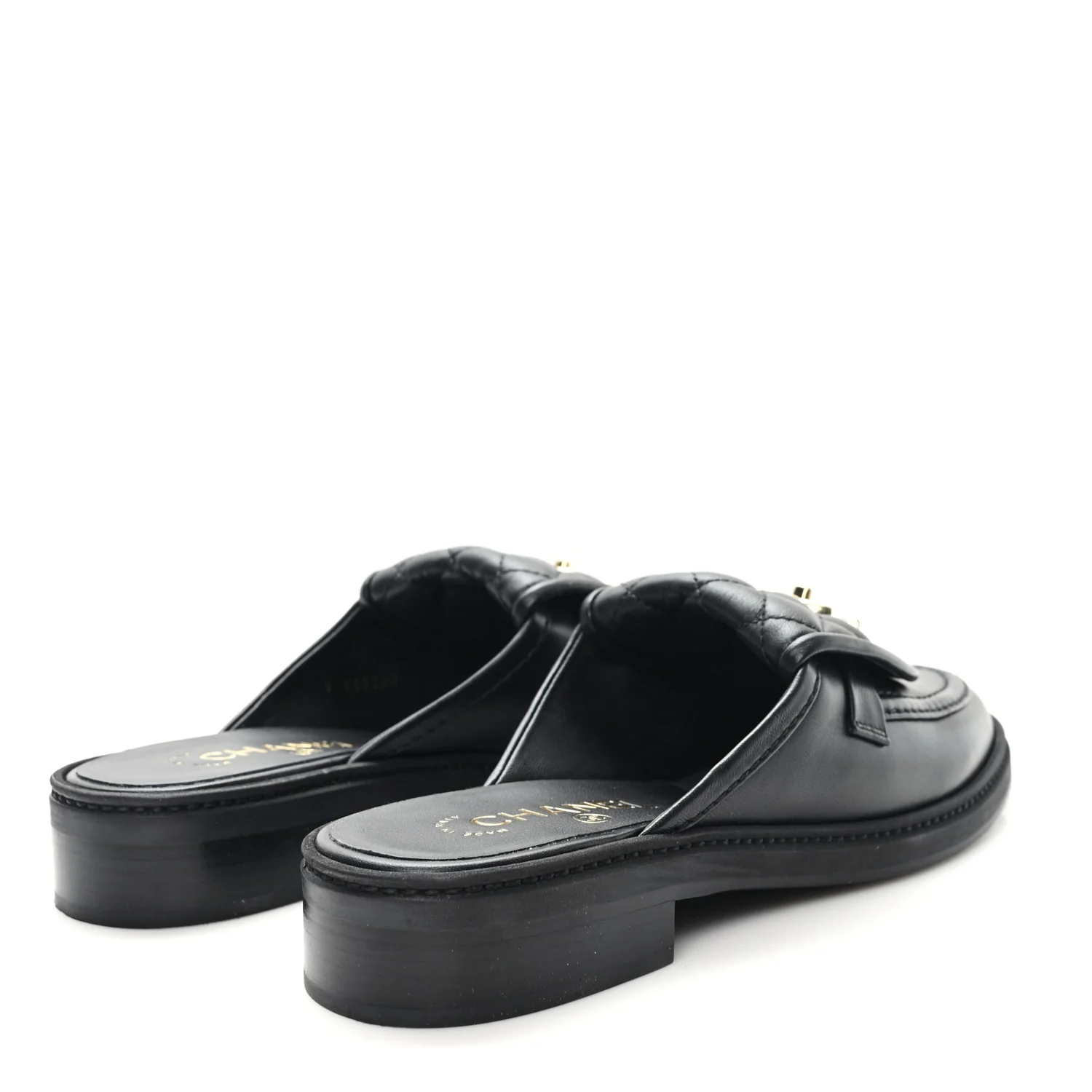 Lambskin Quilted CC Turnlock Mules 37.5 Black - Image 5