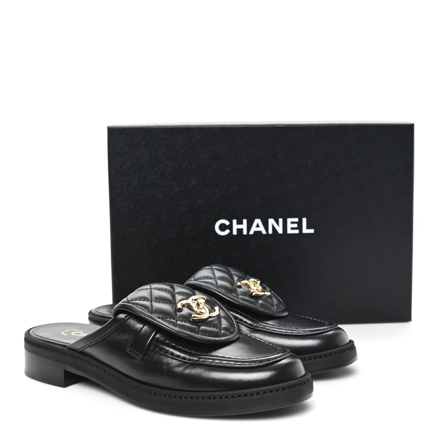 Lambskin Quilted CC Turnlock Mules 38 Black - Image 10