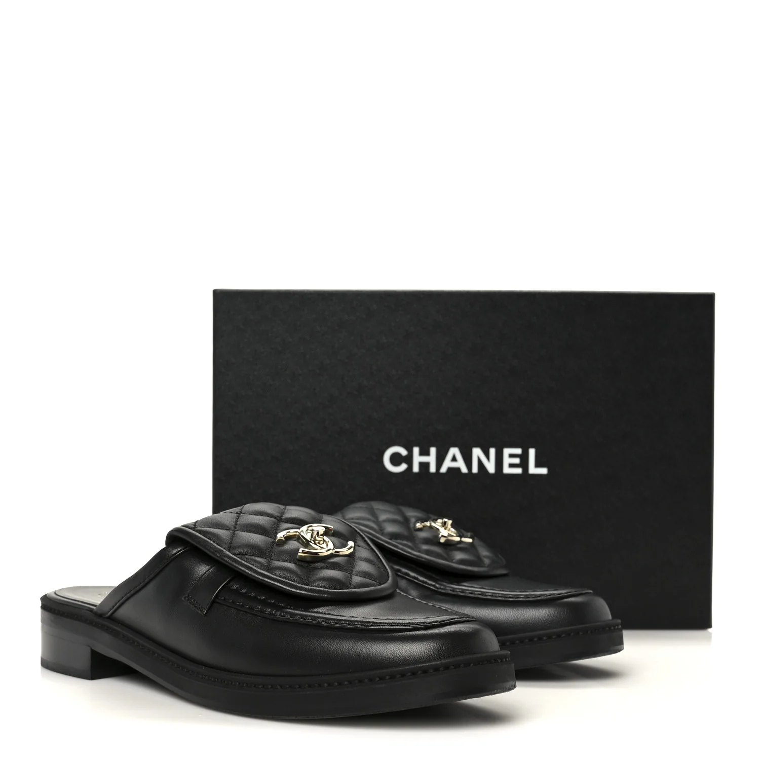 Lambskin Quilted CC Turnlock Mules 40 Black - Image 11