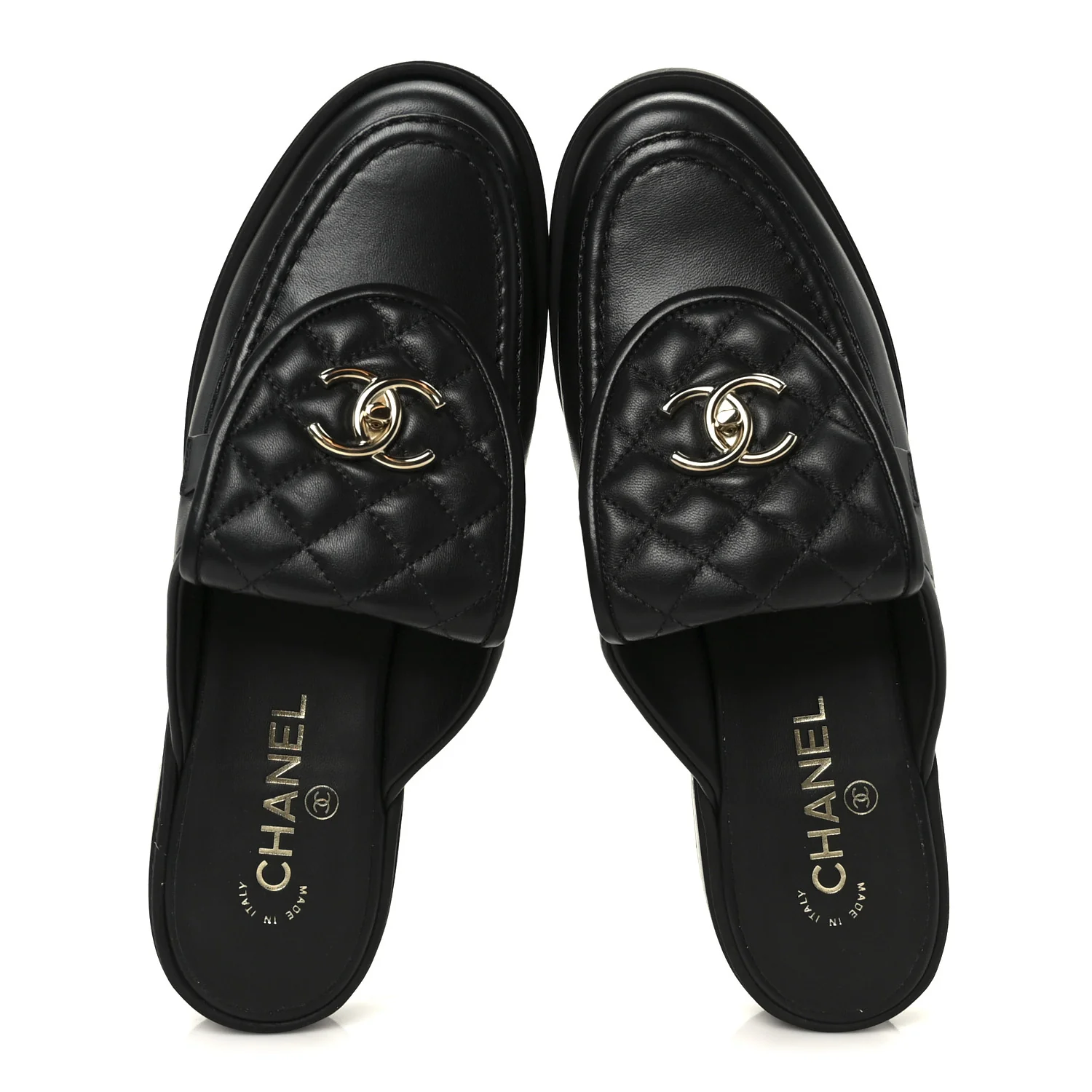 Lambskin Quilted CC Turnlock Mules 40 Black - Image 2