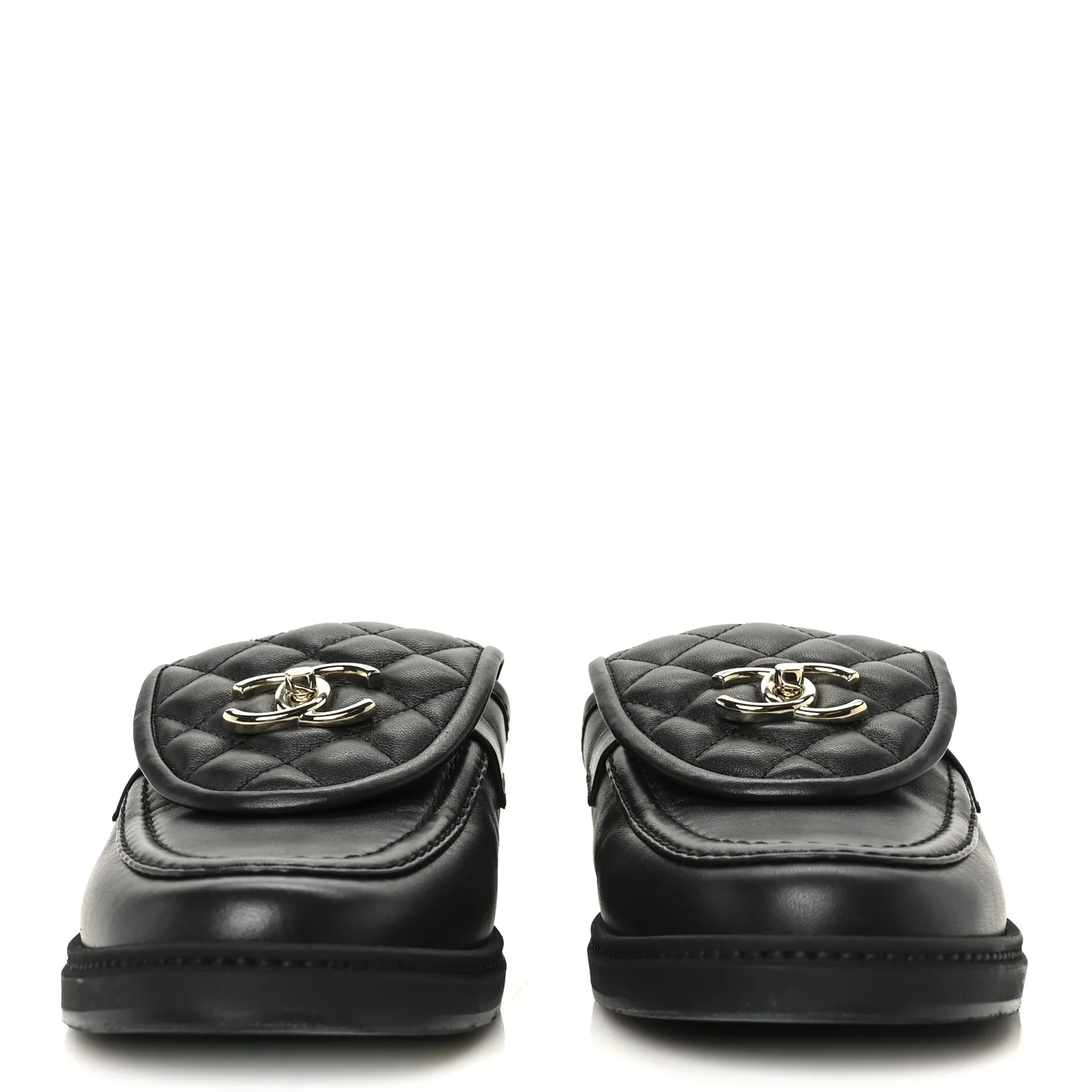 Lambskin Quilted CC Turnlock Mules 40 Black - Image 3