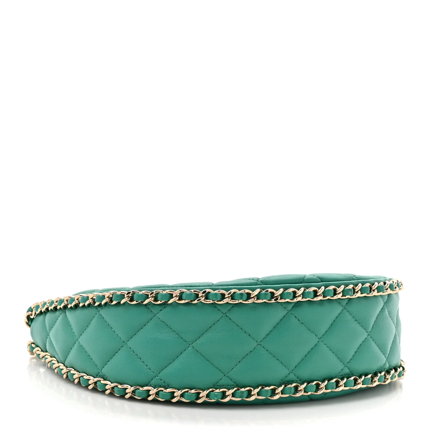 Lambskin Quilted Chain Around Hobo Green - Image 4