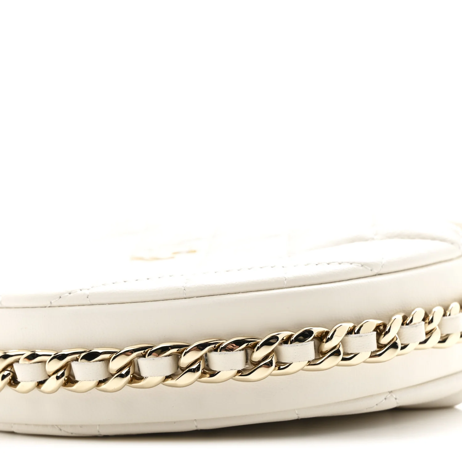 Lambskin Quilted Chain Around Pouch Hobo White - Image 10