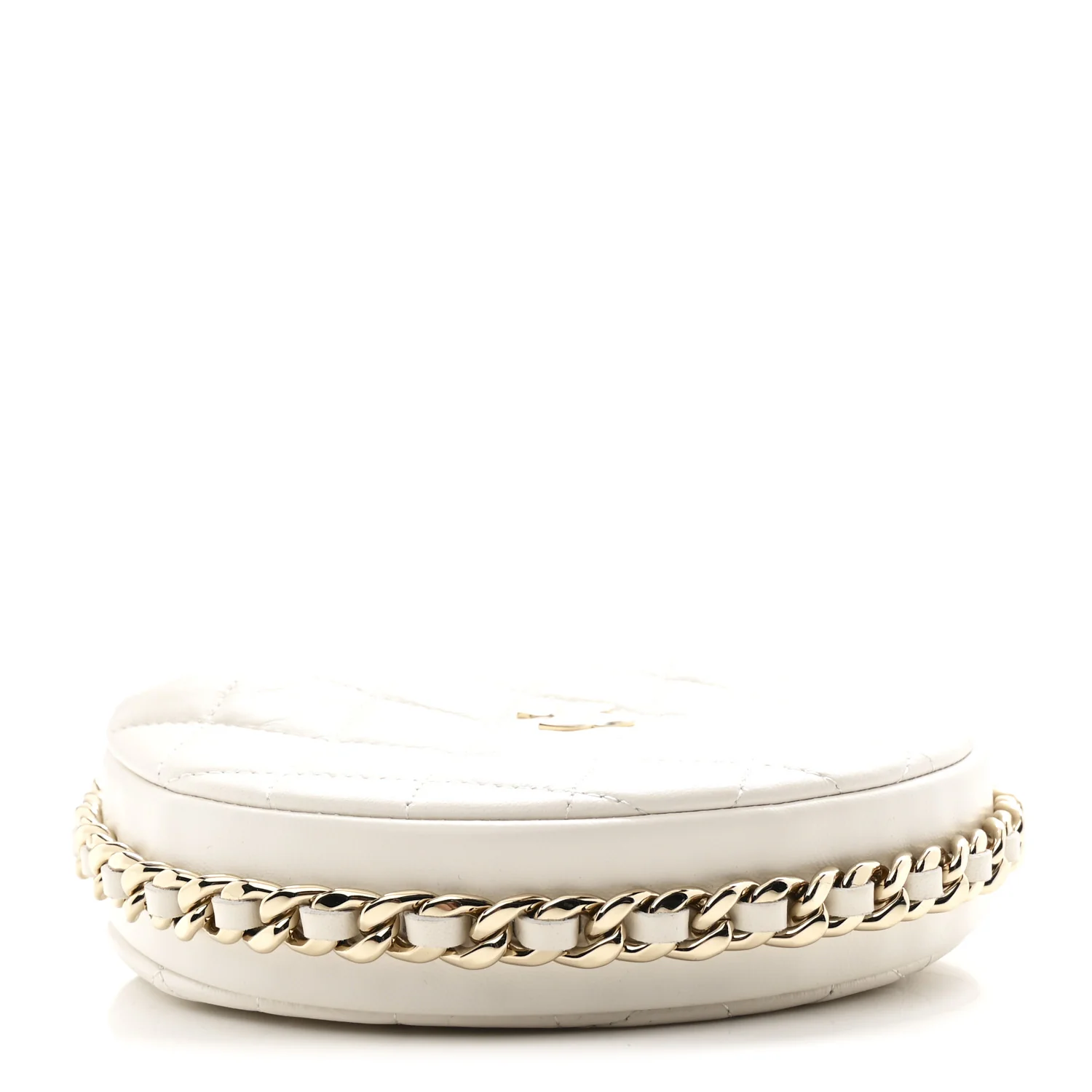 Lambskin Quilted Chain Around Pouch Hobo White - Image 4