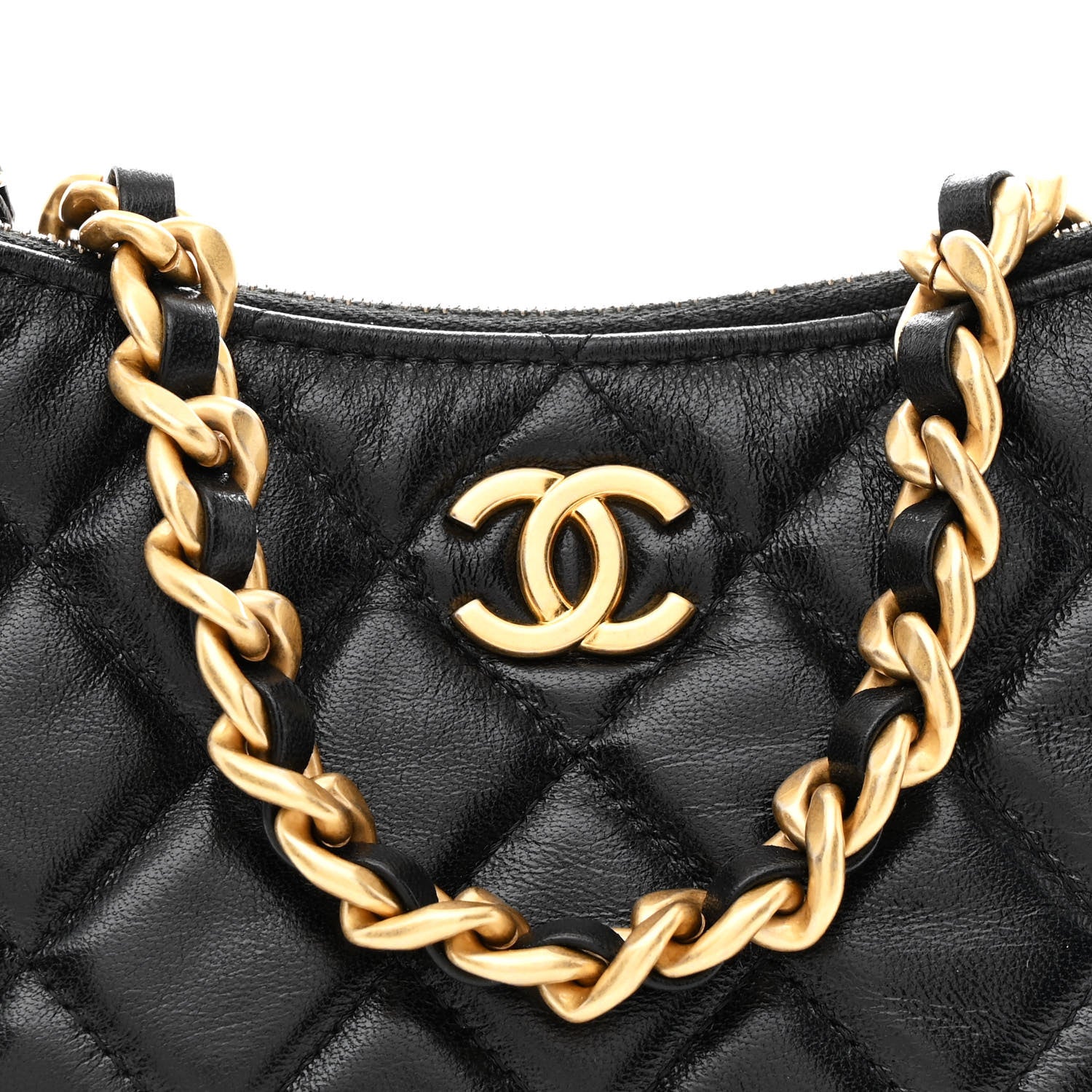 Lambskin Quilted Chain Around Top Handle Mini Bag Black - Image 8