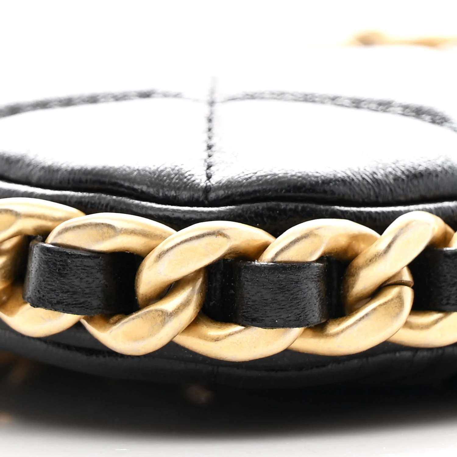Lambskin Quilted Chain Around Top Handle Mini Bag Black - Image 9
