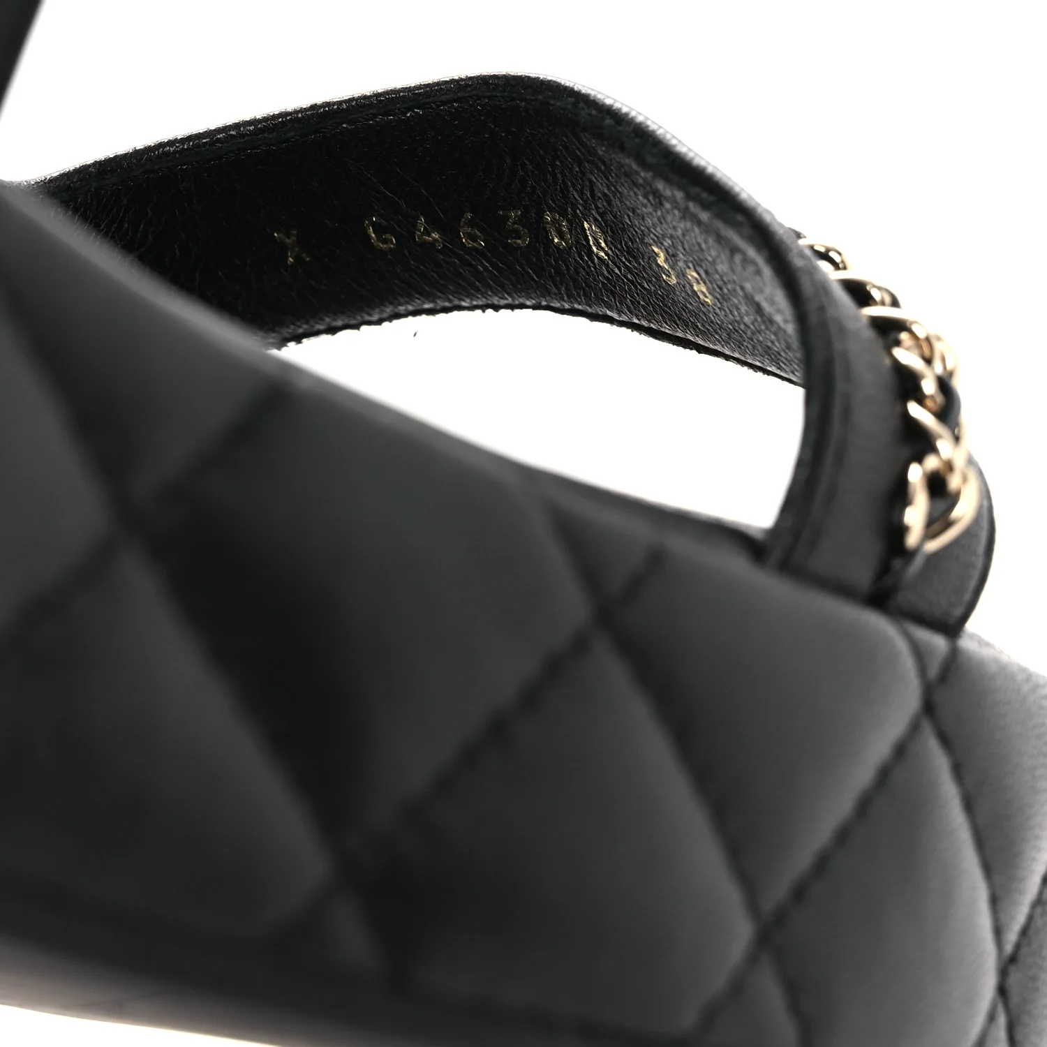 Lambskin Quilted Chain CC Platform Sandals 38 Black - Image 10