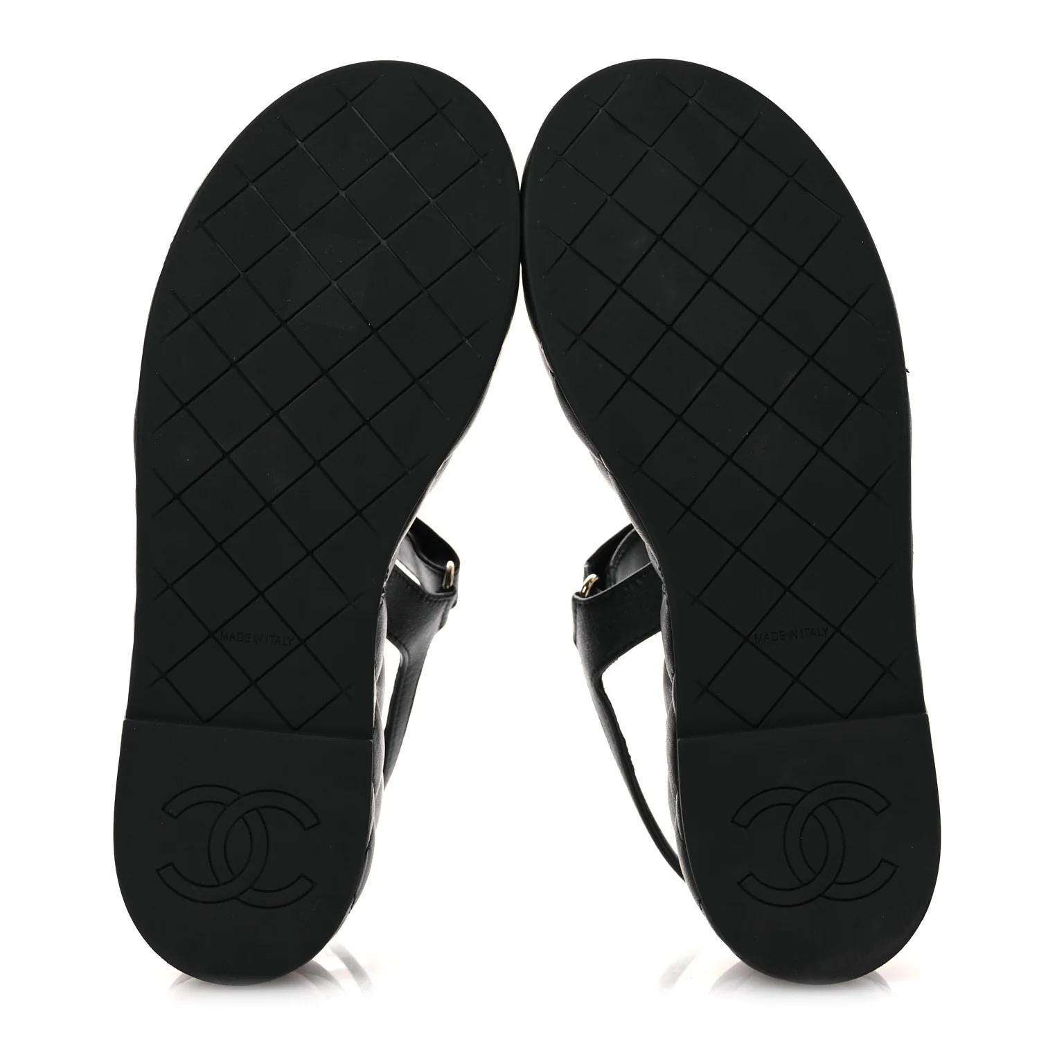 Lambskin Quilted Chain CC Platform Sandals 38 Black - Image 7
