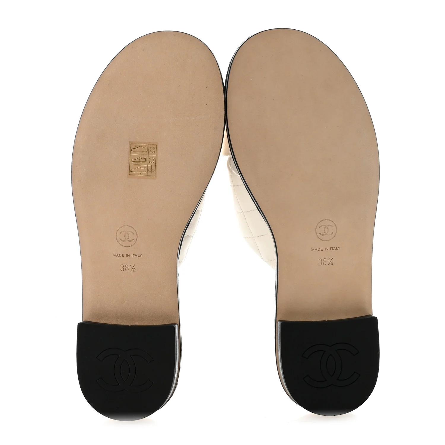 Lambskin Quilted Chain CC Sandals 38.5 White - Image 12