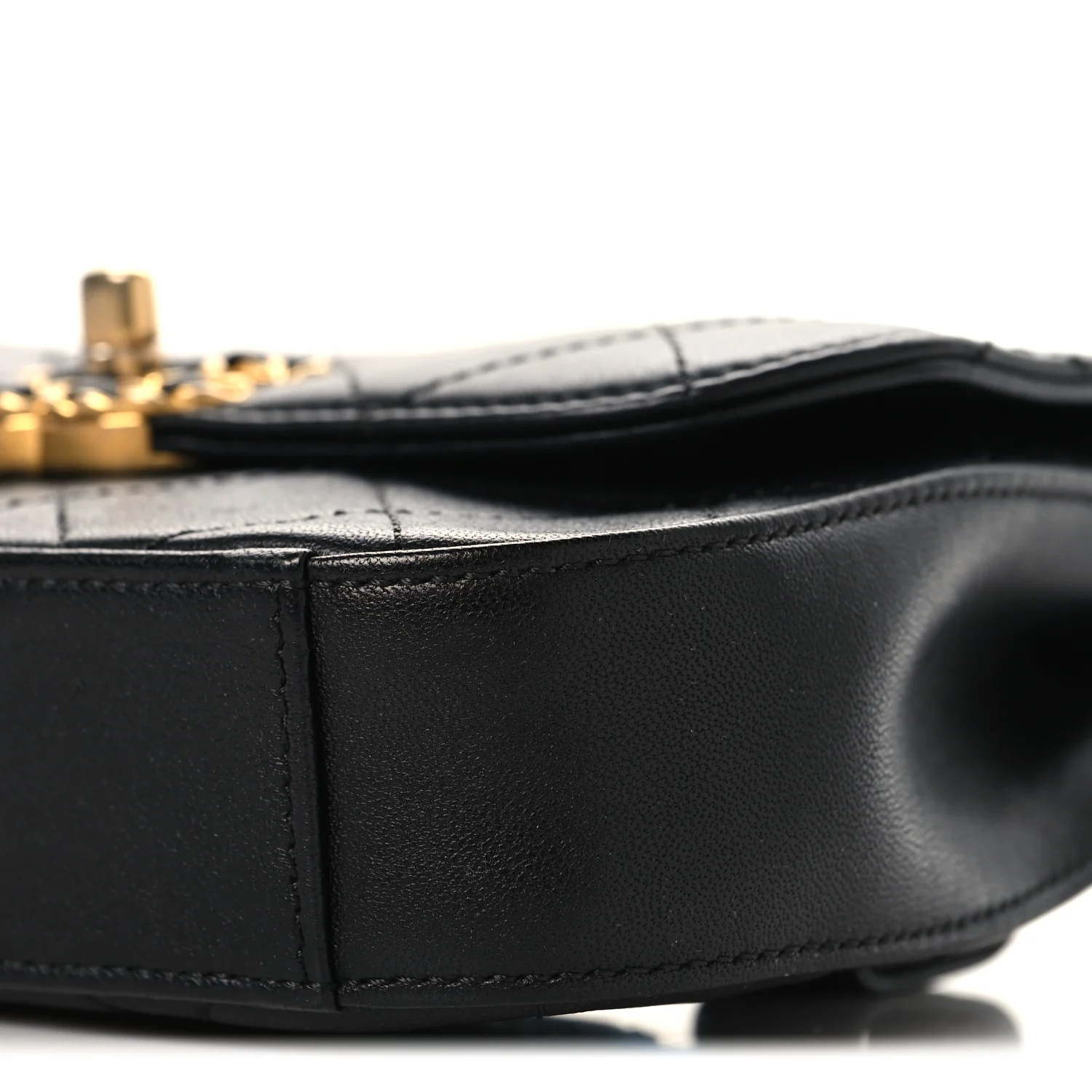 Lambskin Quilted Chain Infinity Waist Belt Bag Black - Image 10