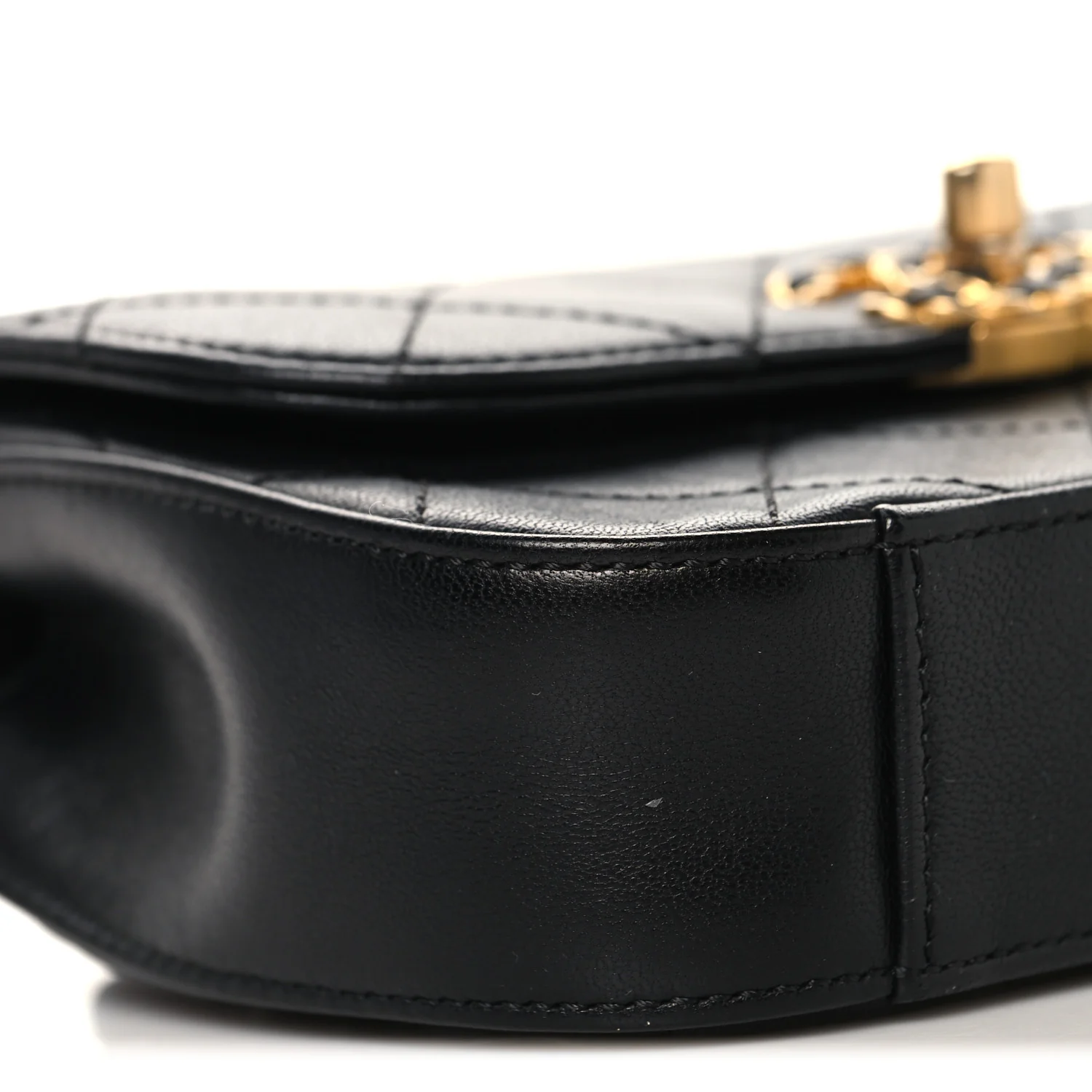 Lambskin Quilted Chain Infinity Waist Belt Bag Black - Image 9