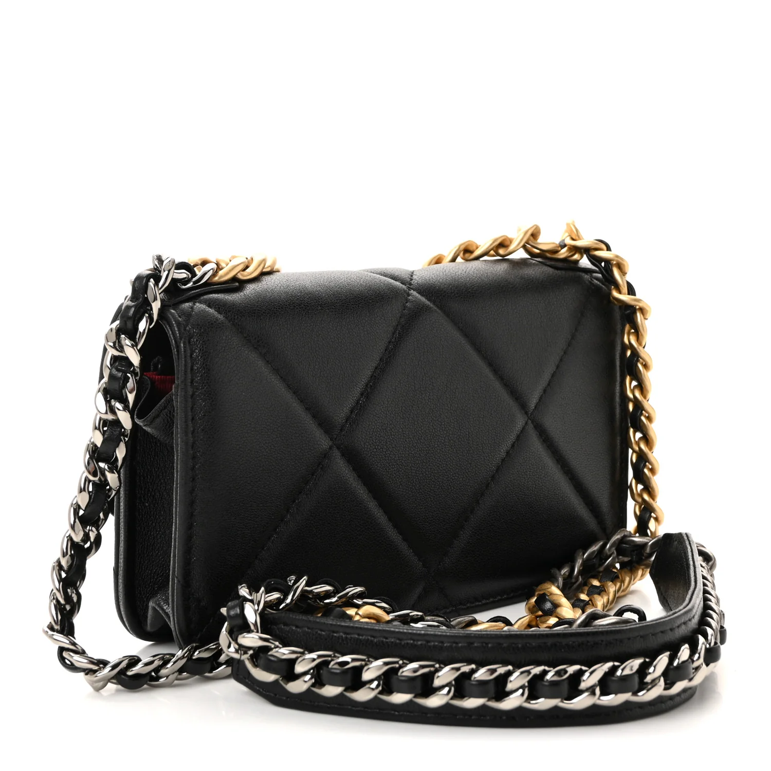 Lambskin Quilted Chanel 19 Clutch With Chain Black - Image 3