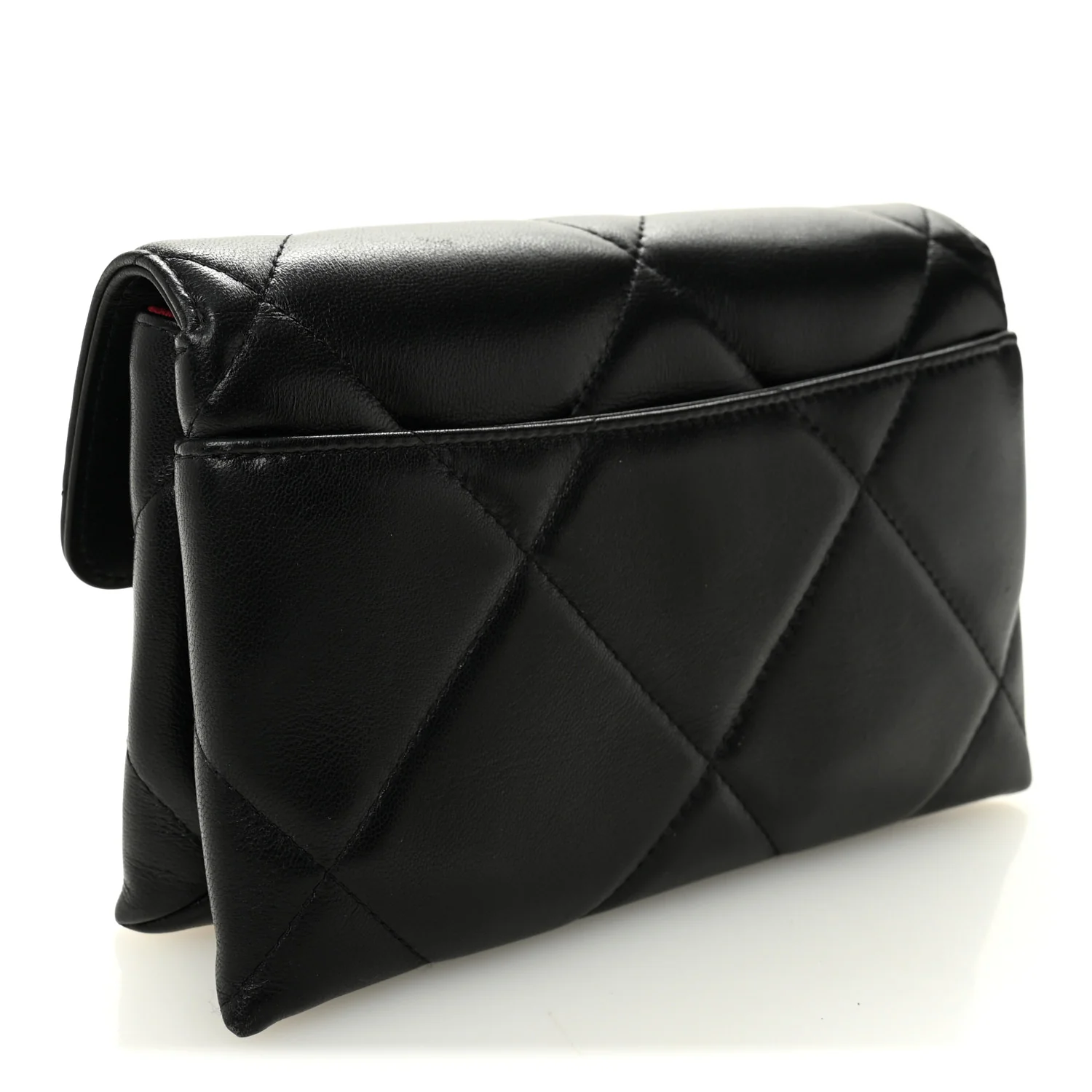 Lambskin Quilted Chanel 19 Flap Clutch Black - Image 3