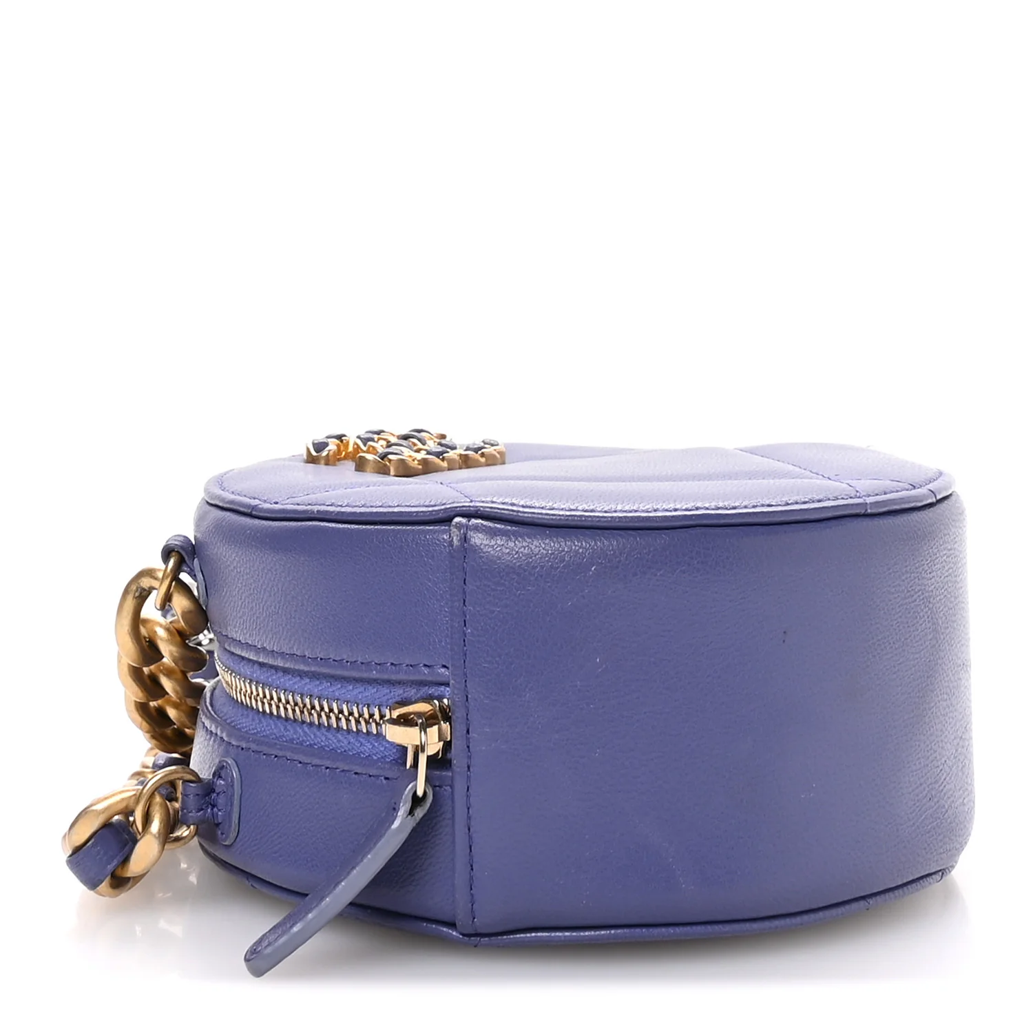 Lambskin Quilted Chanel 19 Round Clutch With Chain Purple - Image 4