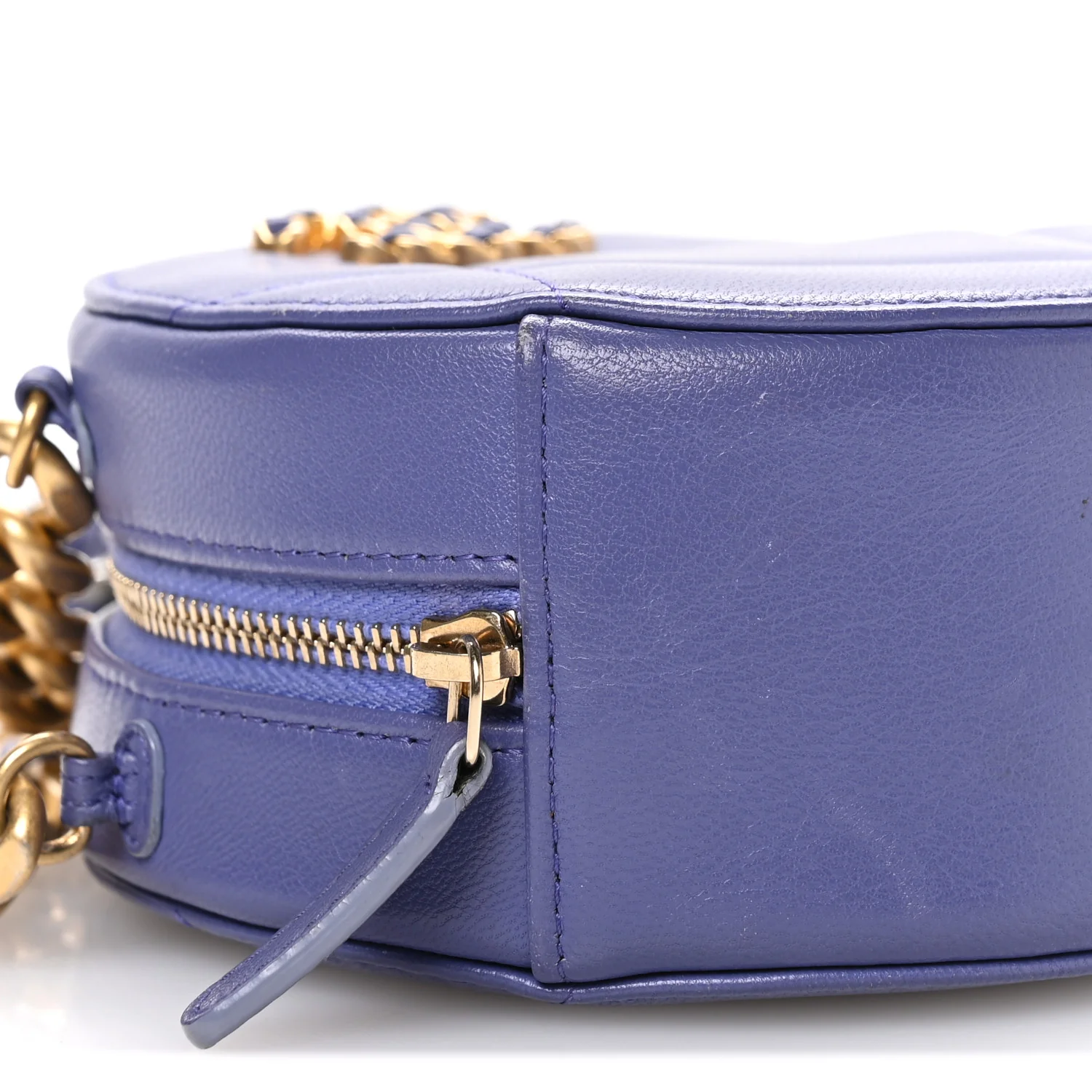 Lambskin Quilted Chanel 19 Round Clutch With Chain Purple - Image 9