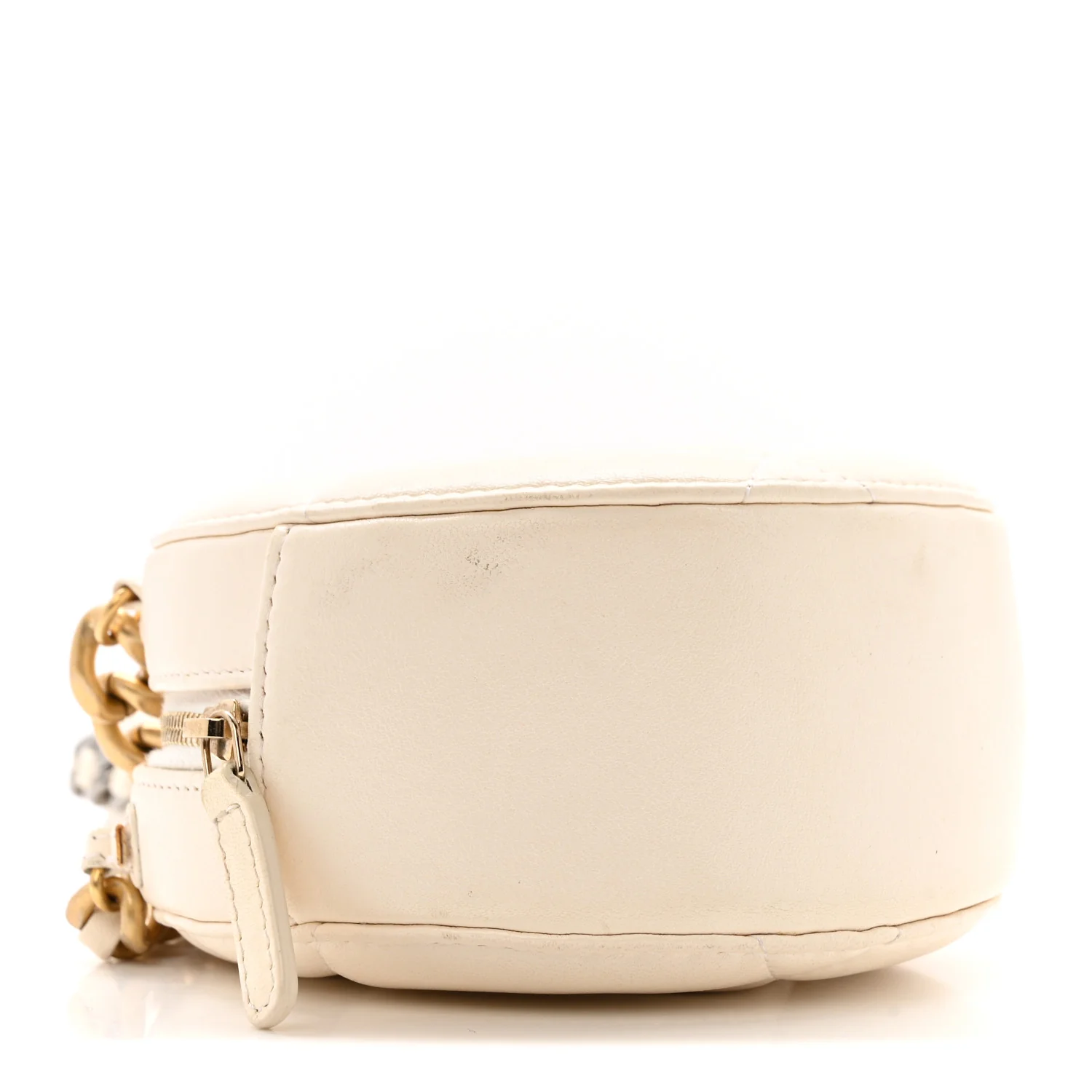 Lambskin Quilted Chanel 19 Round Clutch With Chain White - Image 4