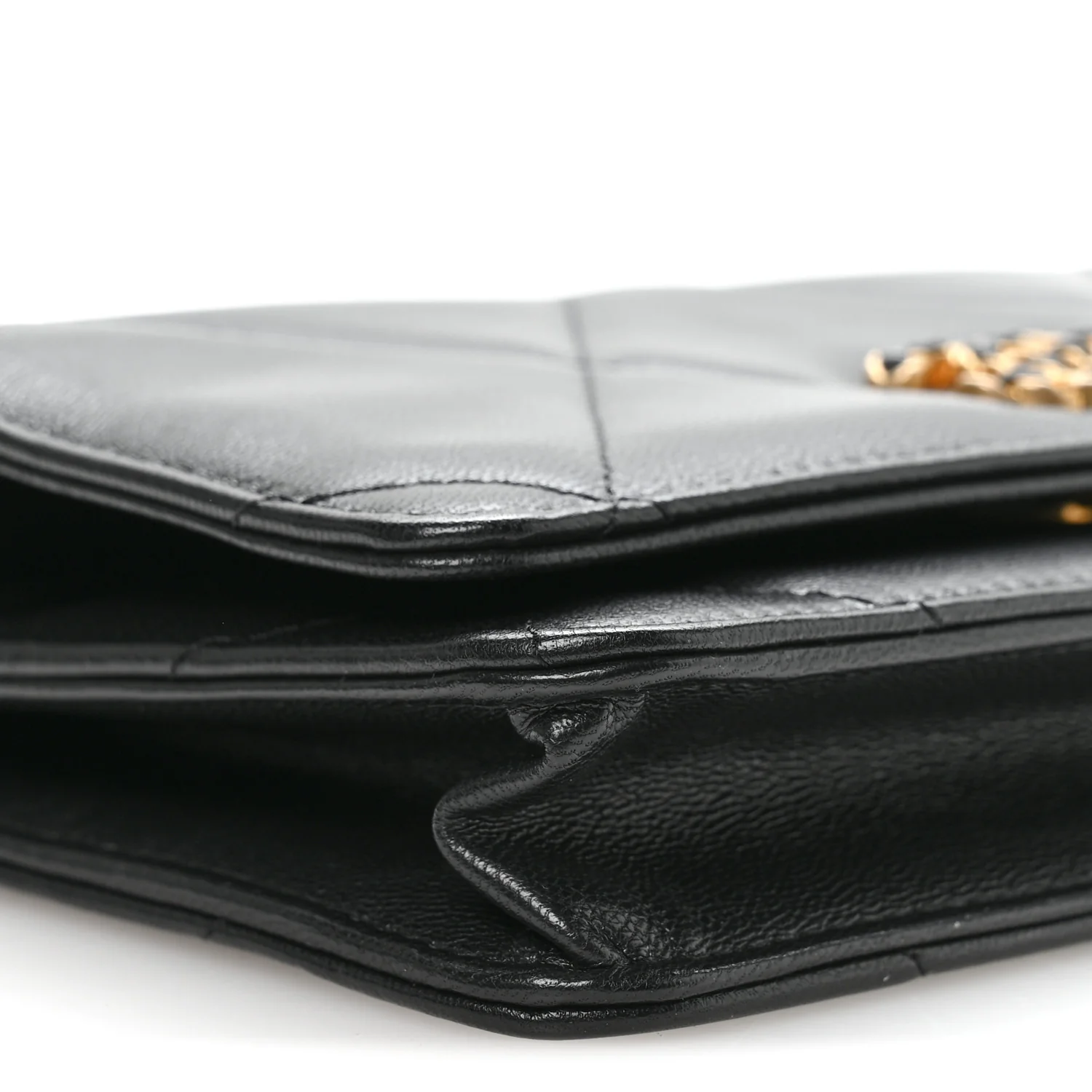 Lambskin Quilted Chanel 19 Wallet On Chain WOC Black - Image 19