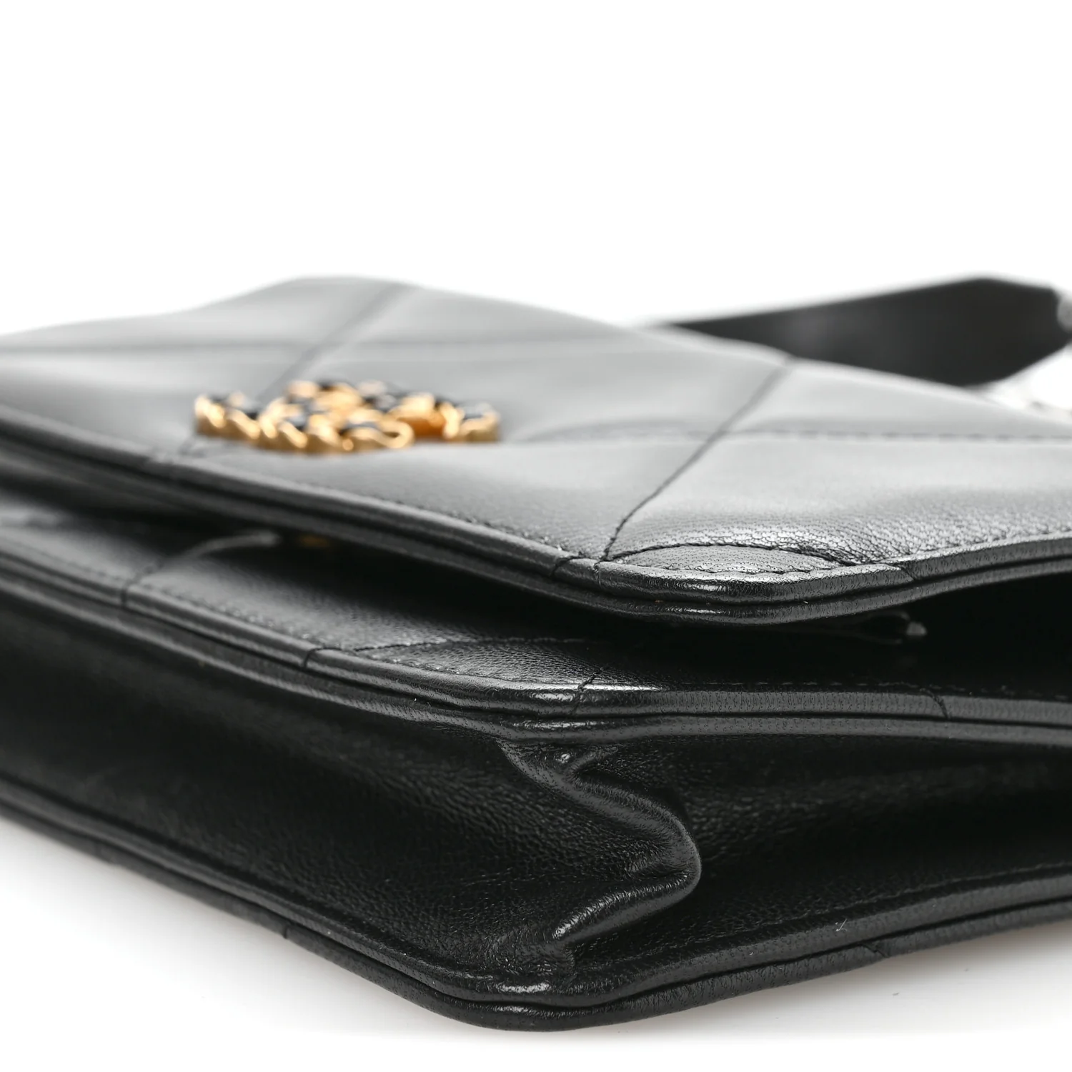 Lambskin Quilted Chanel 19 Wallet On Chain WOC Black - Image 21
