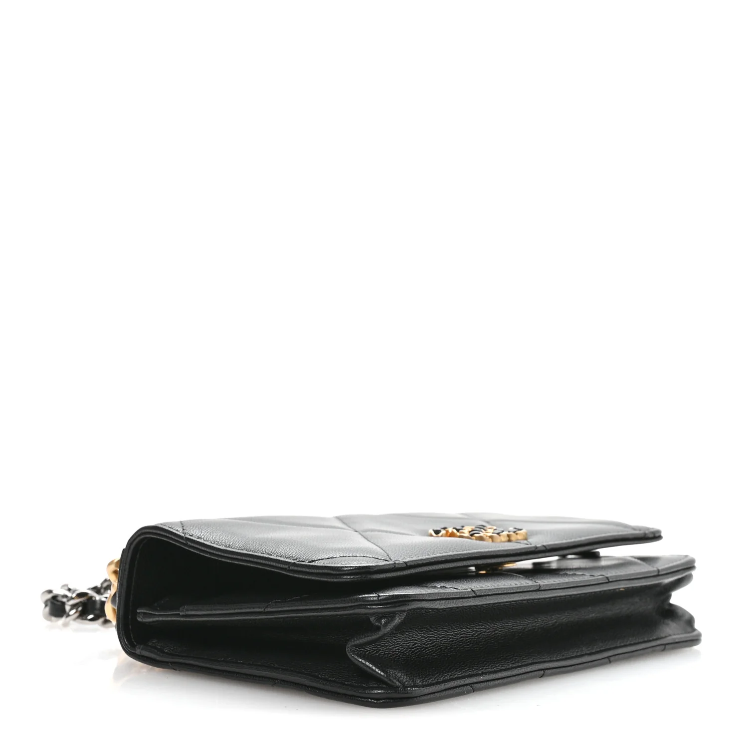 Lambskin Quilted Chanel 19 Wallet On Chain WOC Black - Image 7