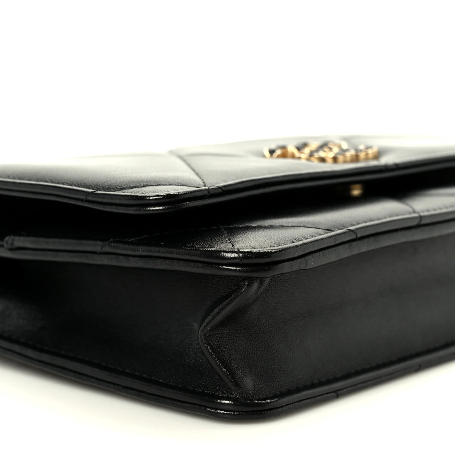 Lambskin Quilted Chanel 19 Wallet On Chain WOC Black - Image 19