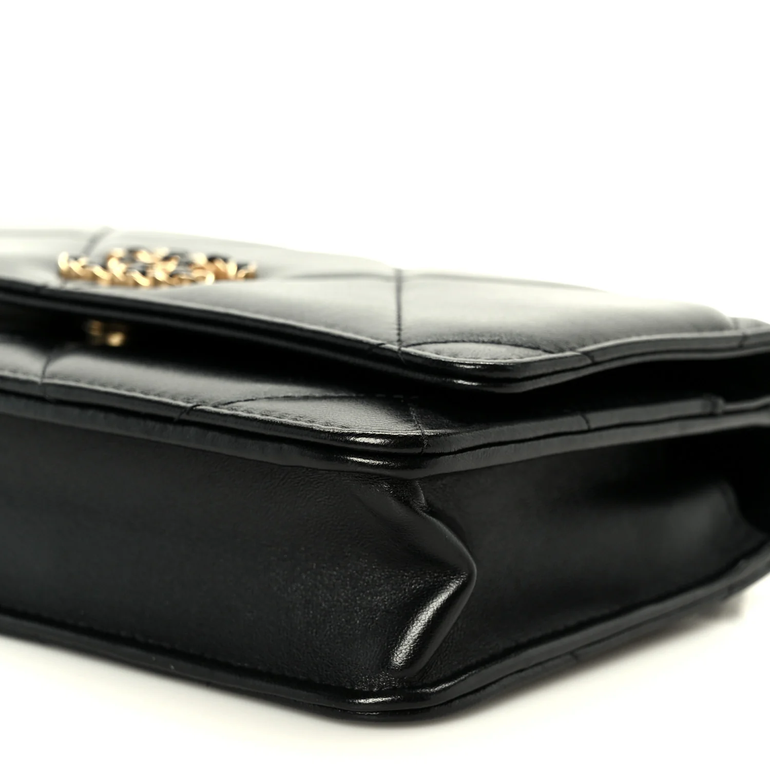 Lambskin Quilted Chanel 19 Wallet On Chain WOC Black - Image 21