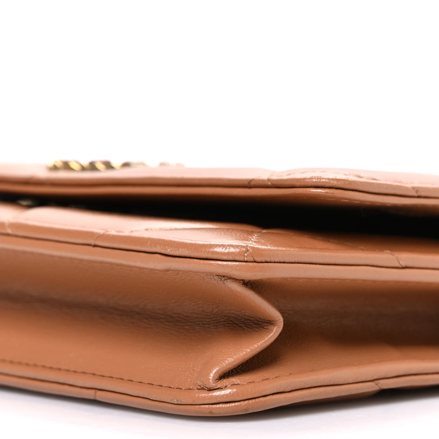 Lambskin Quilted Chanel 19 Wallet On Chain WOC Brown - Image 11
