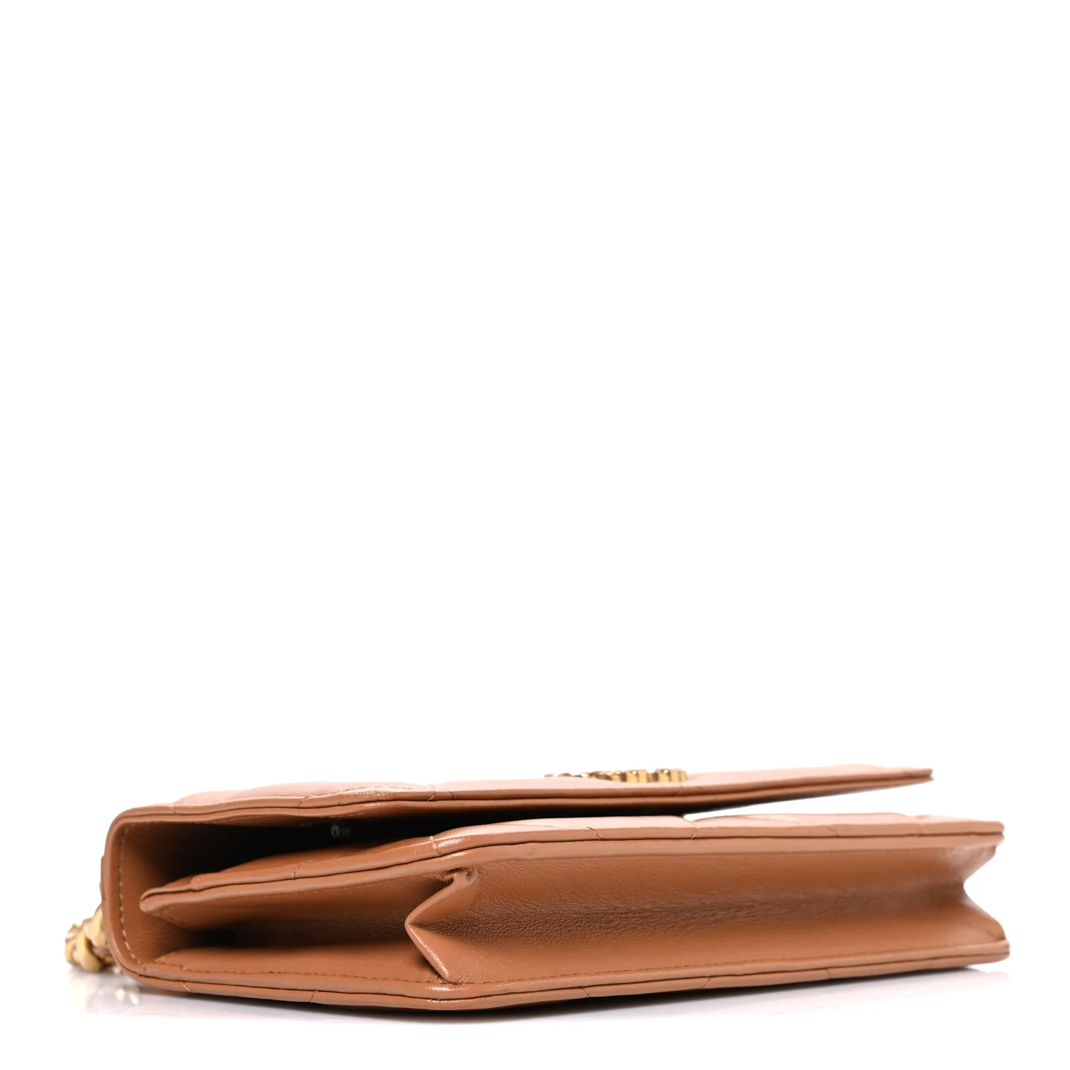 Lambskin Quilted Chanel 19 Wallet On Chain WOC Brown - Image 4