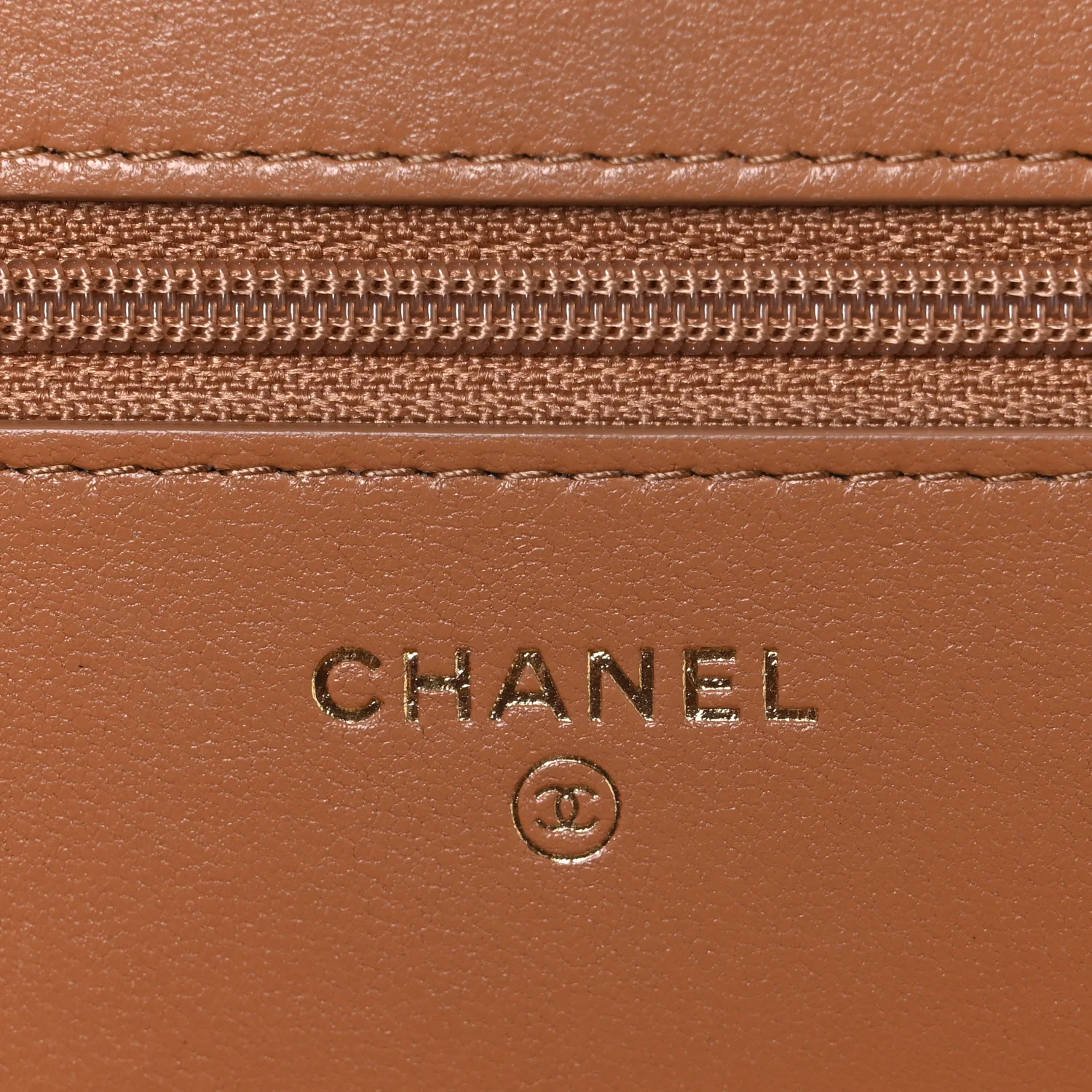 Lambskin Quilted Chanel 19 Wallet On Chain WOC Brown - Image 6